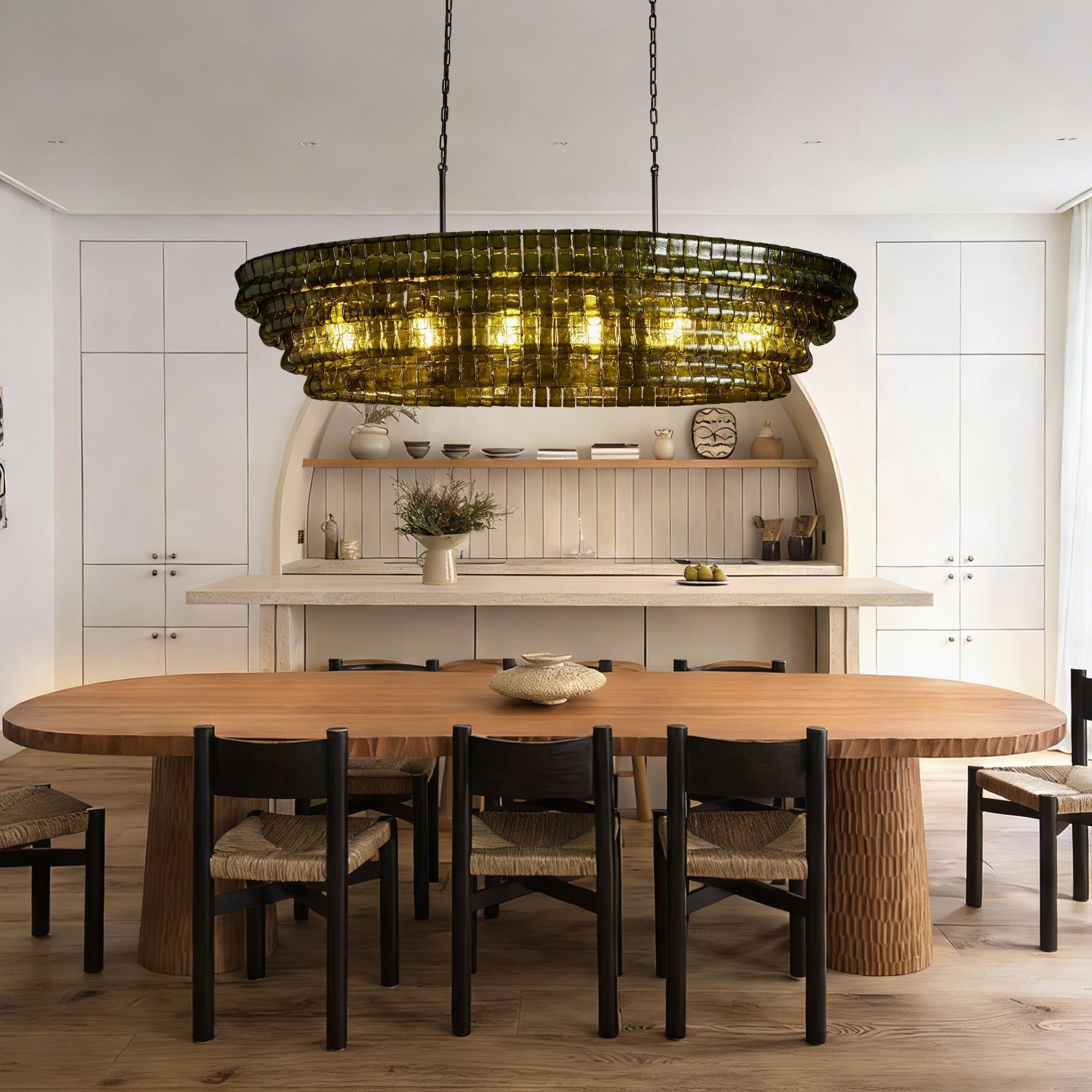 Ghiaccio Glass Oval Chandelier 54''65''-Briglighting