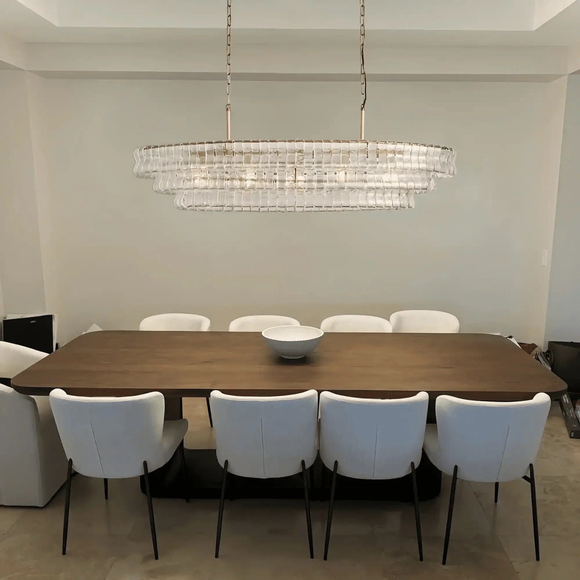 Ghiaccio Glass Oval Chandelier 54''65''-Briglighting