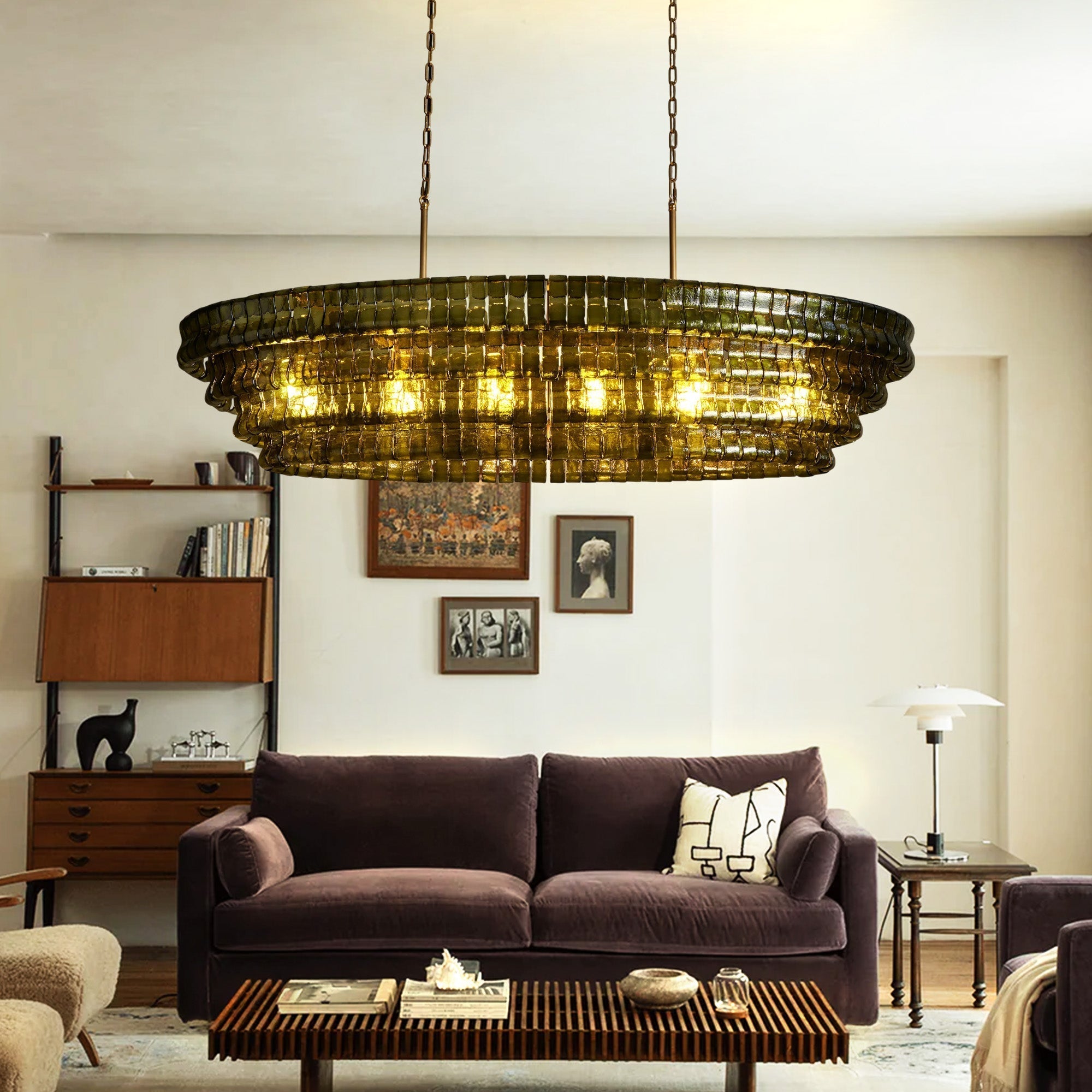 Ghiaccio Glass Oval Chandelier 54''65''-Briglighting