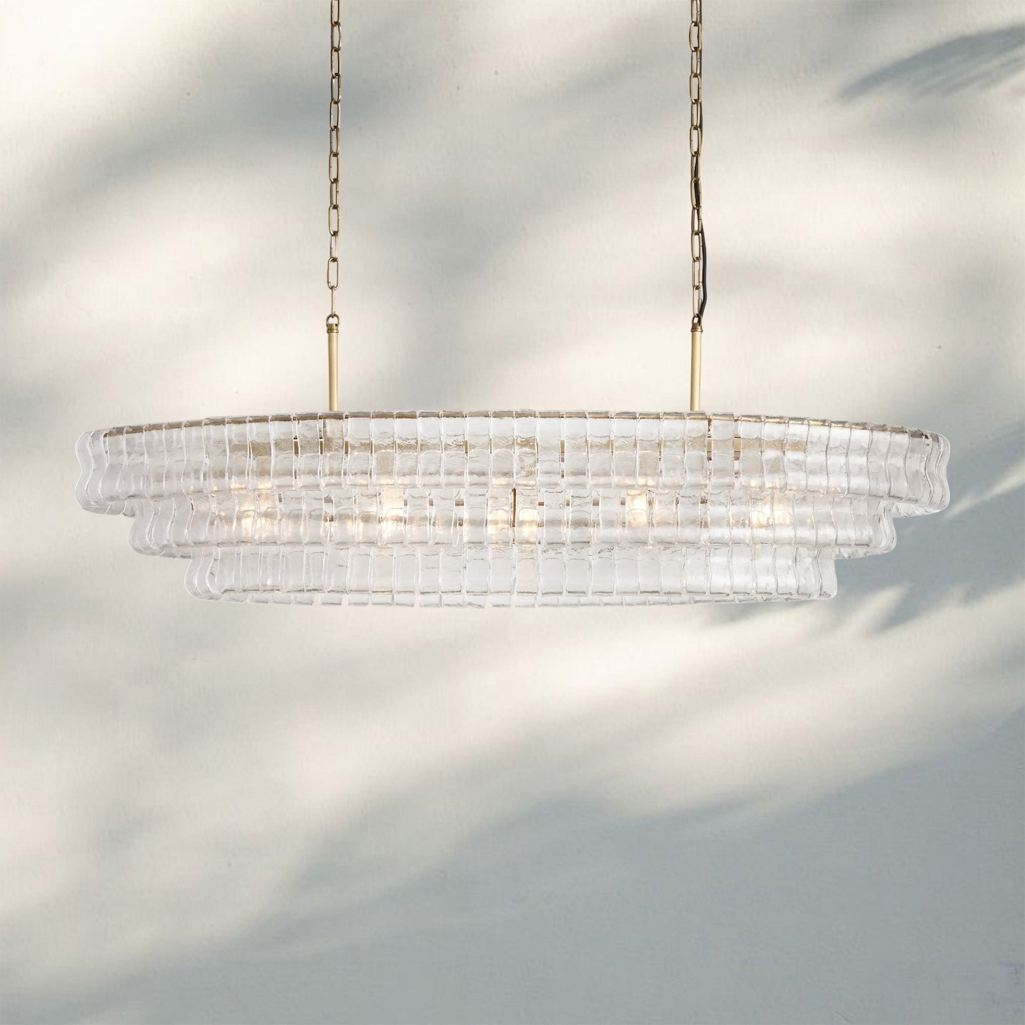 Ghiaccio Glass Oval Chandelier 54''65''-Briglighting