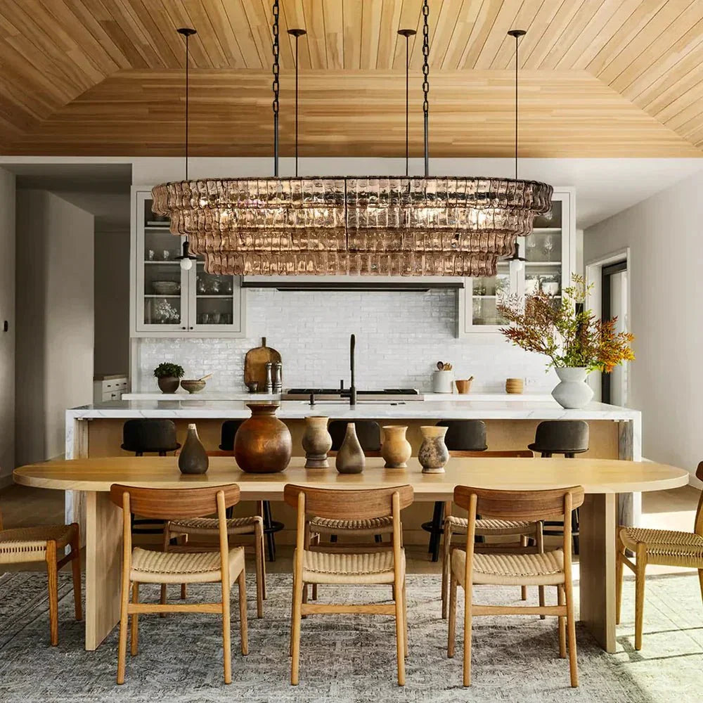 Ghiaccio Glass Oval Chandelier 54''65''-Briglighting