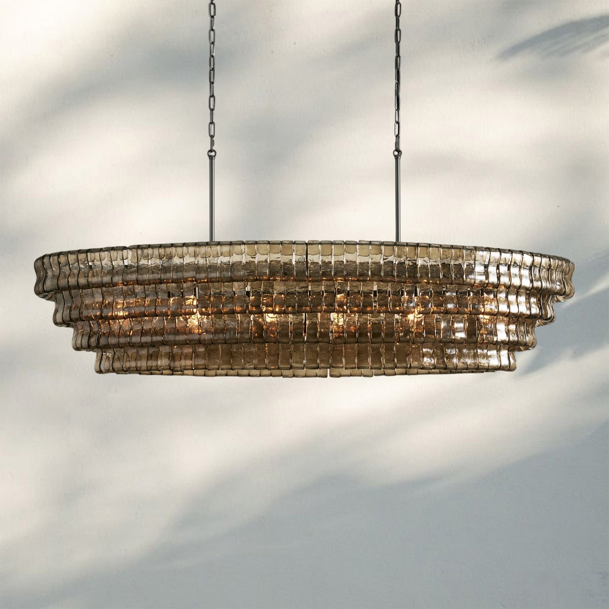 Ghiaccio Glass Oval Chandelier 54''65''-Briglighting