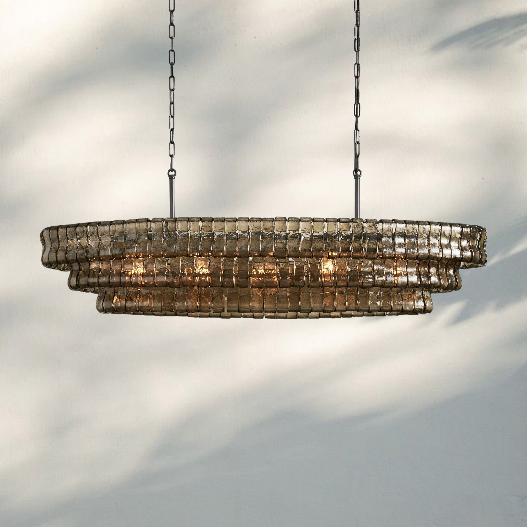 Ghiaccio Glass Oval Chandelier 54''65''-Briglighting