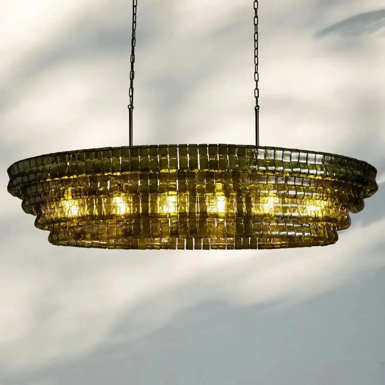 Ghiaccio Glass Oval Chandelier 54''65''-Briglighting