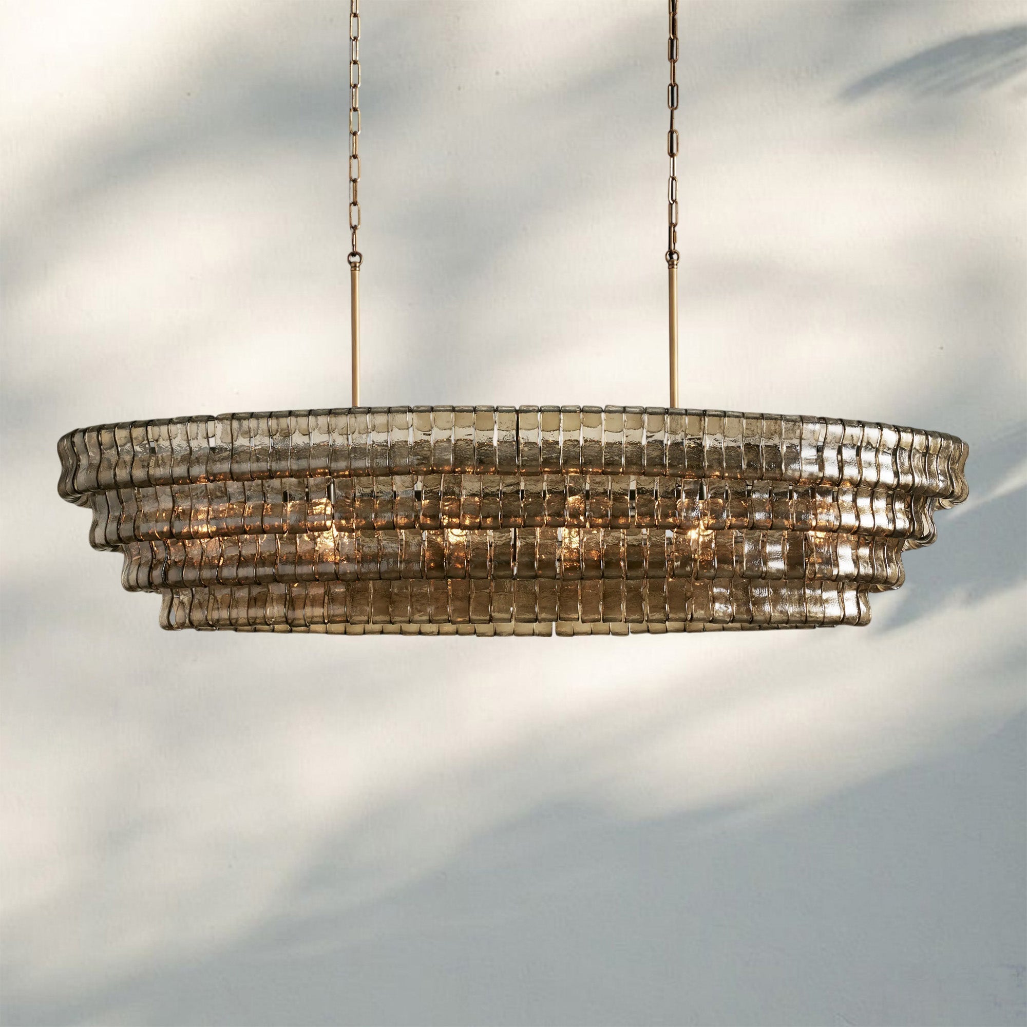 Ghiaccio Glass Oval Chandelier 54''65''-Briglighting