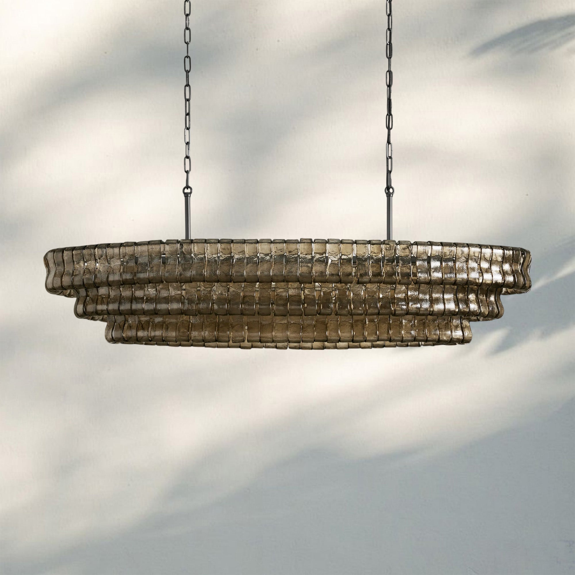 Ghiaccio Glass Oval Chandelier 54''65''-Briglighting