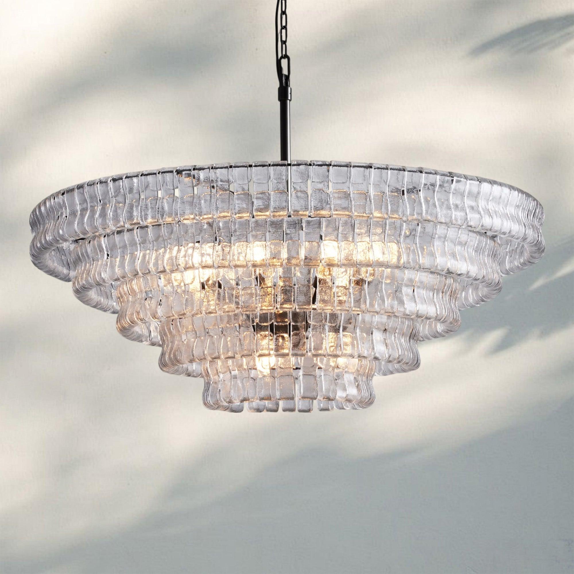 Ghiaccio Glass Round Chandelier 24" 36" 48" 60"-Briglighting