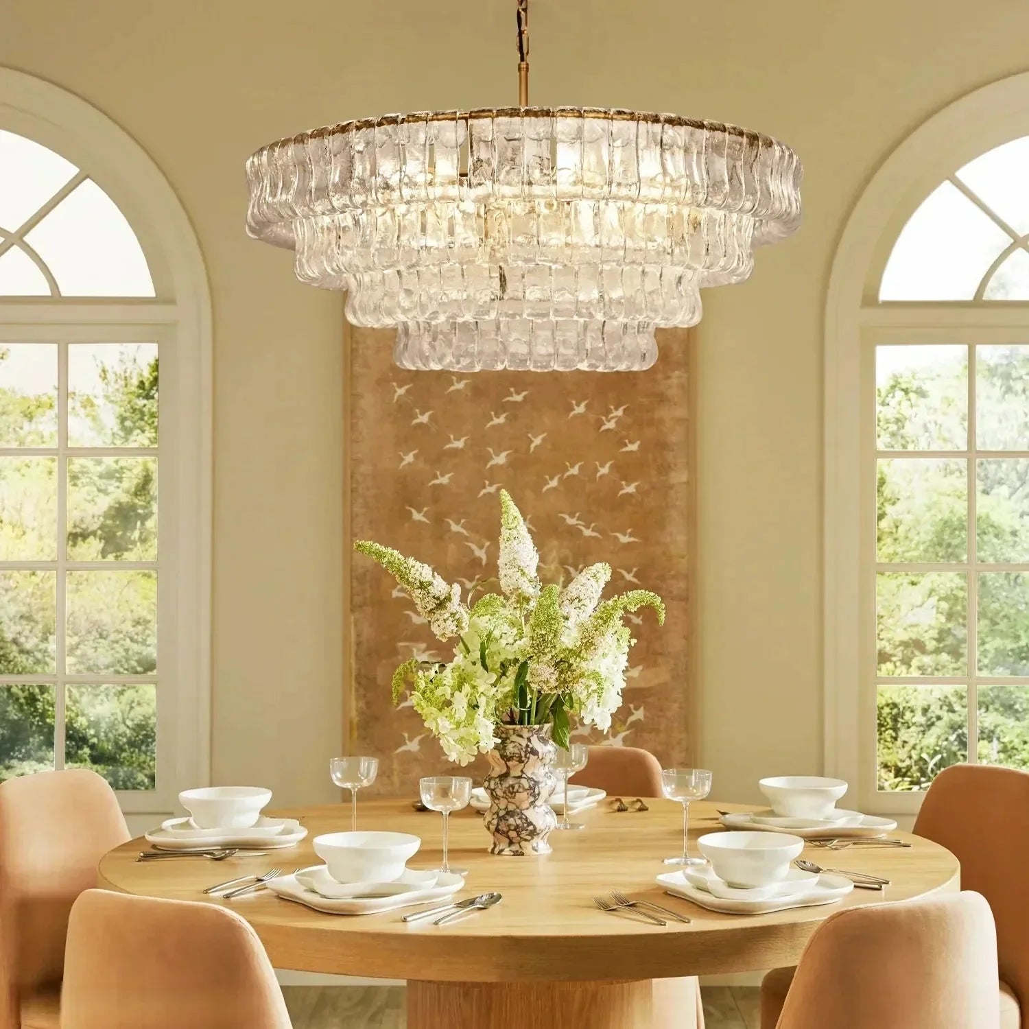 Ghiaccio Glass Round Chandelier 24" 36" 48" 60"-Briglighting