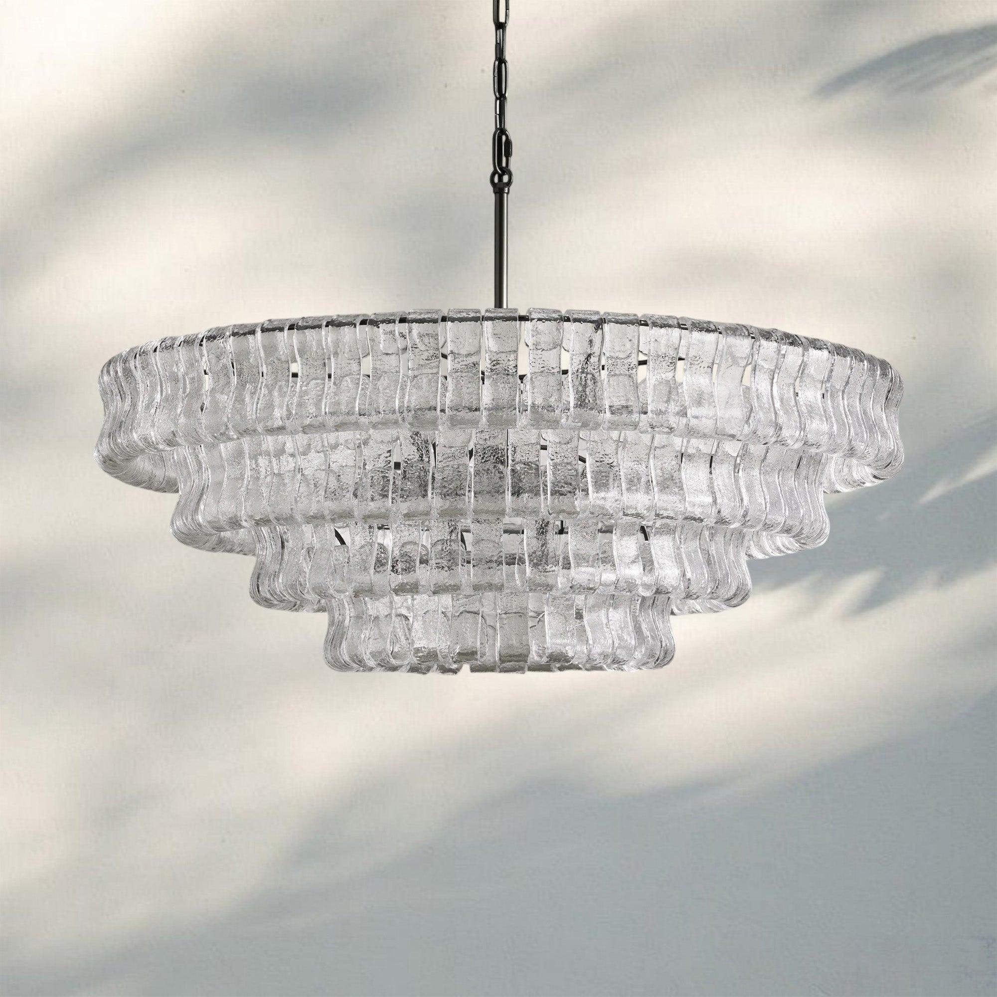Ghiaccio Glass Round Chandelier 24" 36" 48" 60"-Briglighting