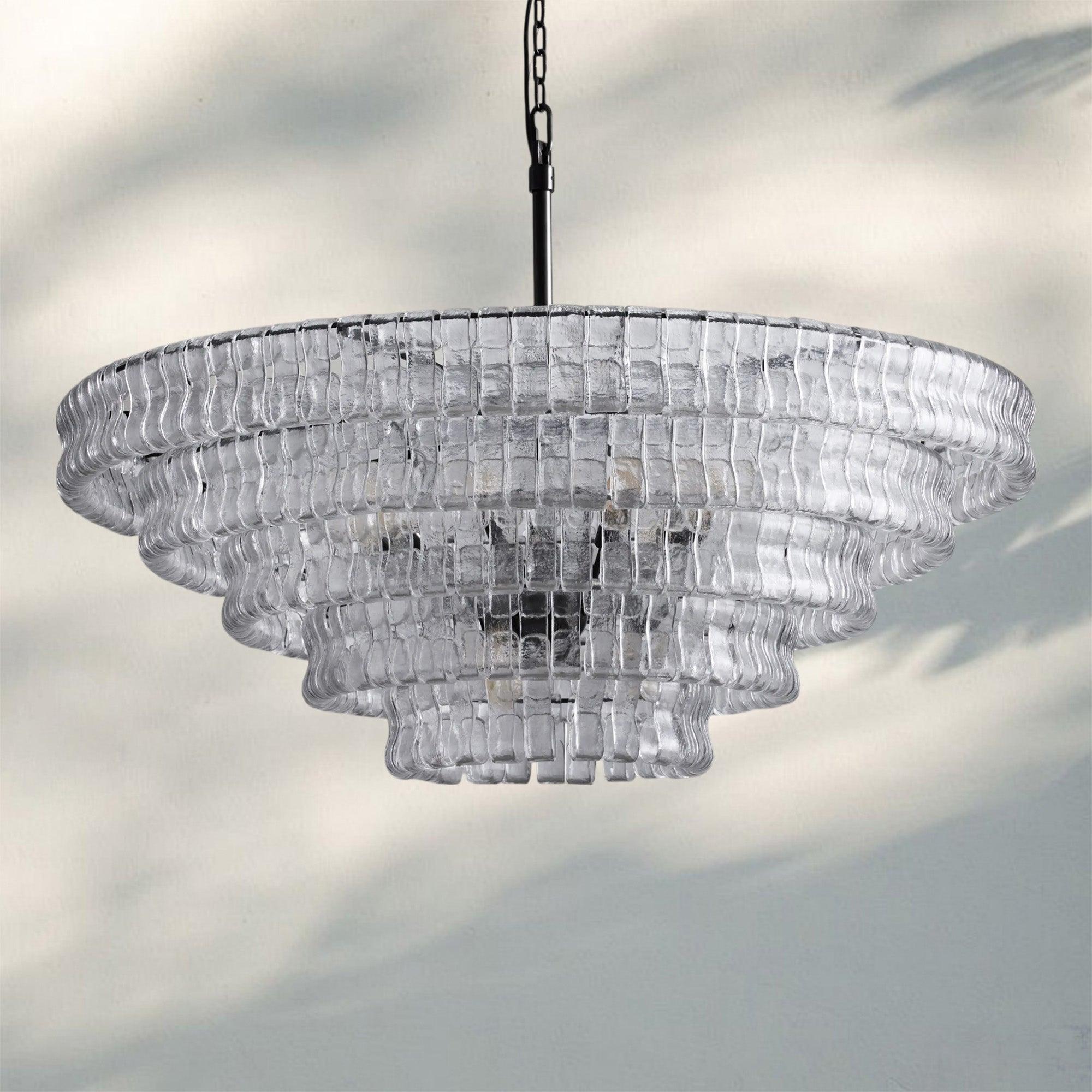 Ghiaccio Glass Round Chandelier 24" 36" 48" 60"-Briglighting