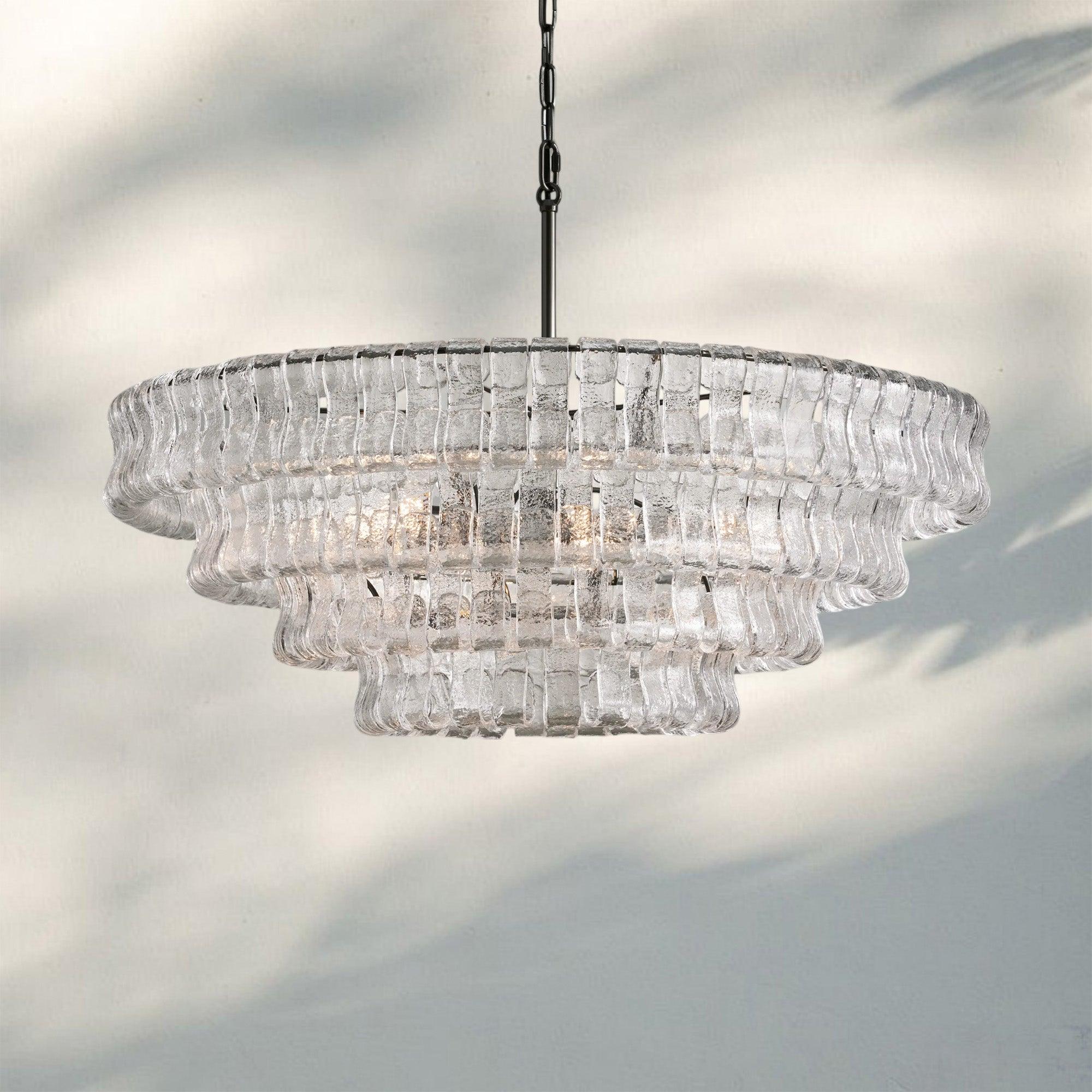 Ghiaccio Glass Round Chandelier 24" 36" 48" 60"-Briglighting