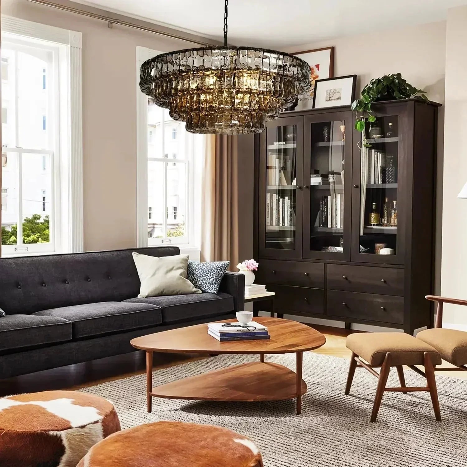 Ghiaccio Glass Round Chandelier 24" 36" 48" 60"-Briglighting