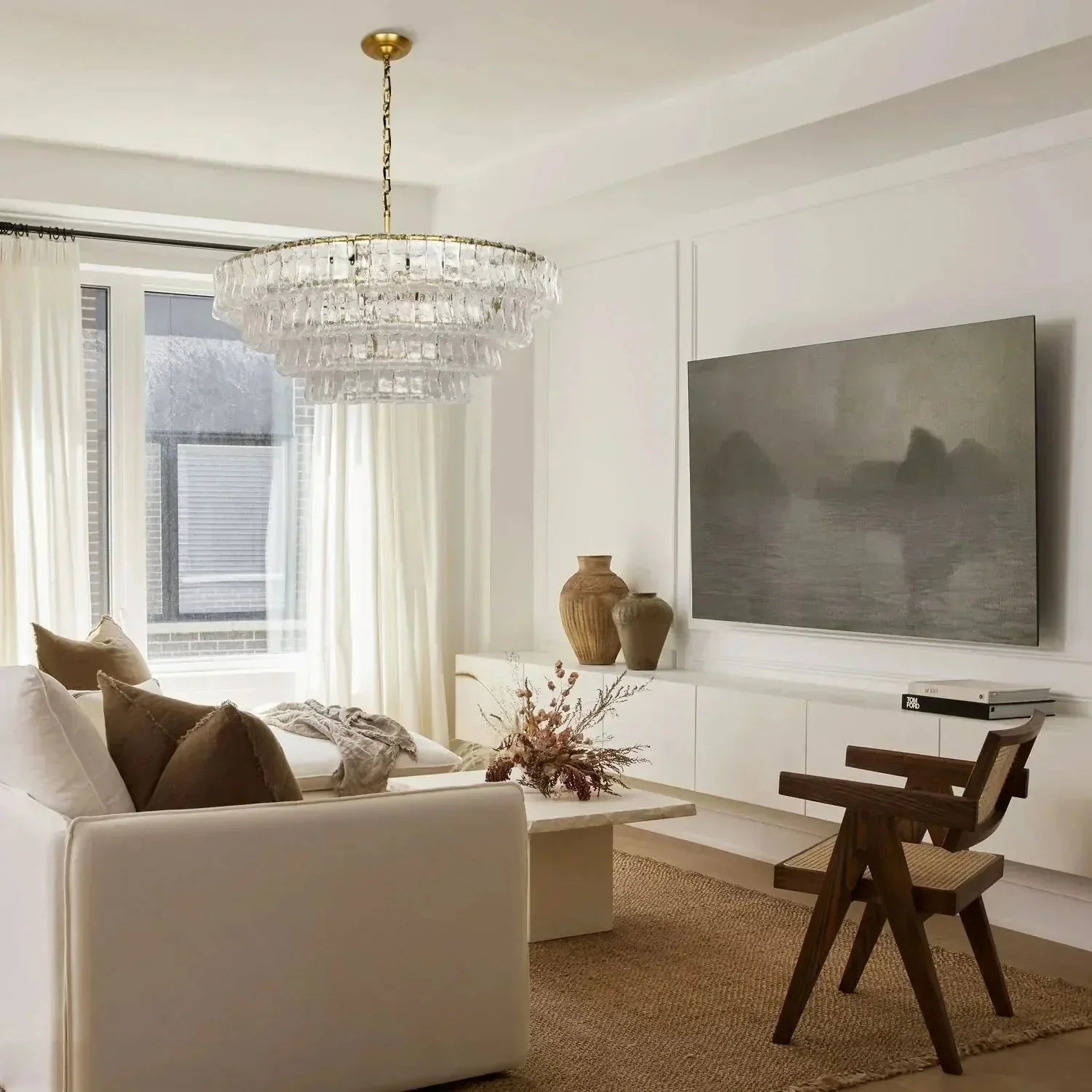 Ghiaccio Glass Round Chandelier 24" 36" 48" 60"-Briglighting