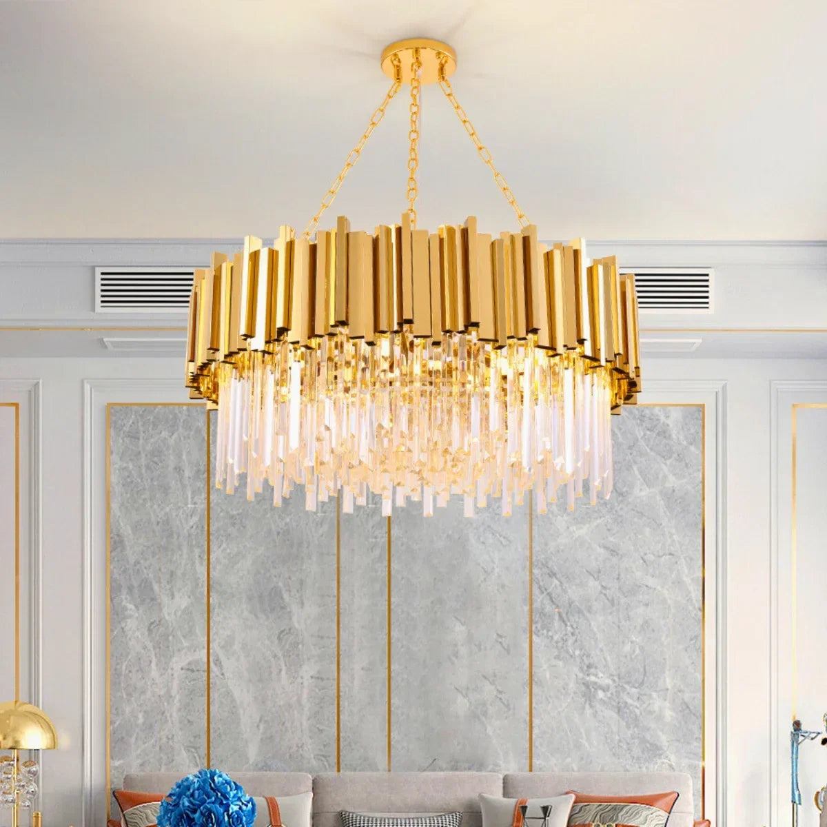 Astra Gold/Chrome Crystal Chandelier for Living Room & Dining Room-Crystal Chandelier-Briglighting