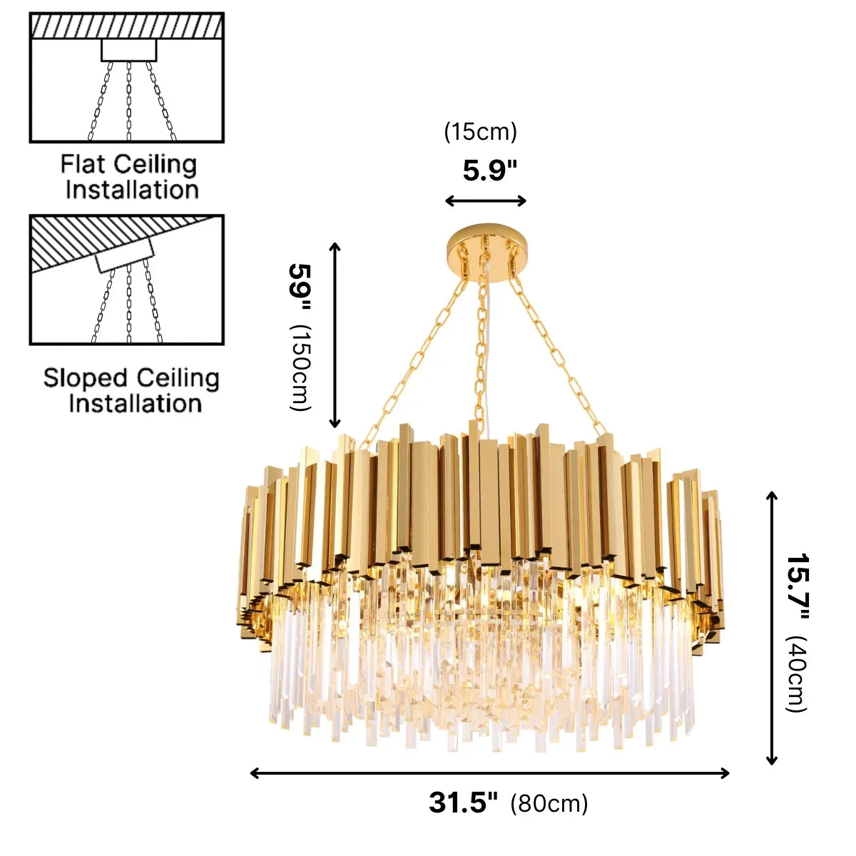 Astra Gold/Chrome Crystal Chandelier for Living Room & Dining Room-Crystal Chandelier-Briglighting