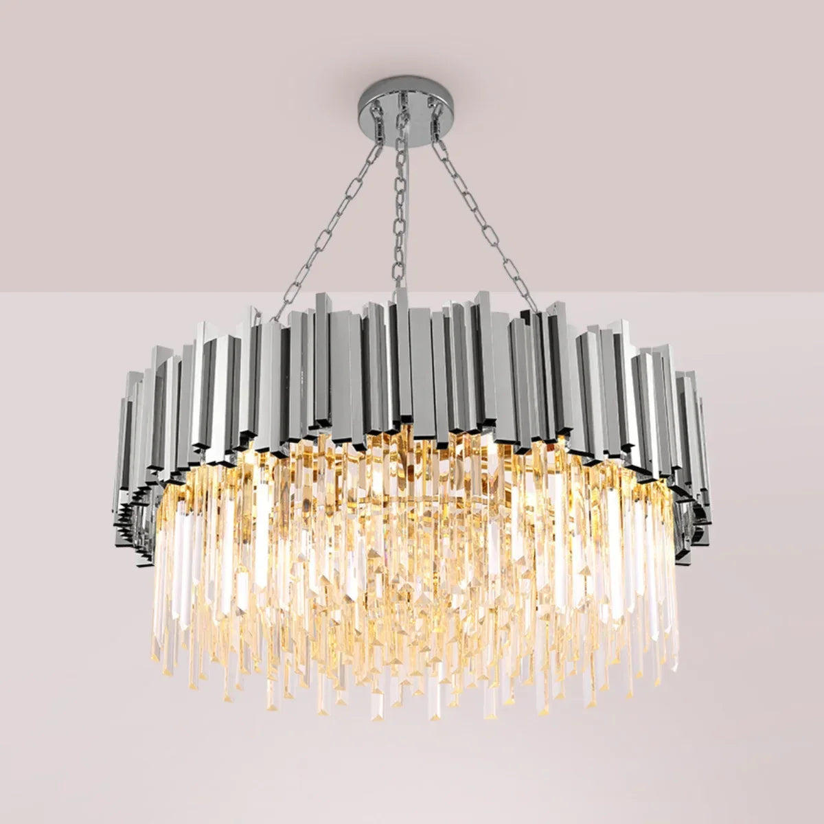 Astra Gold/Chrome Crystal Chandelier for Living Room & Dining Room-Crystal Chandelier-Briglighting