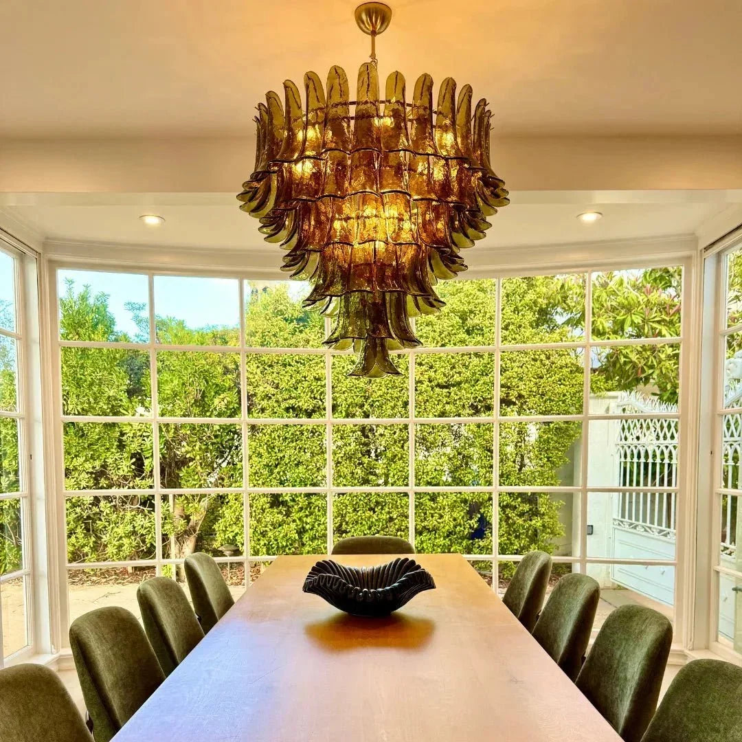 Green Petalo Murano Chandelier - 29.53"Briglighting