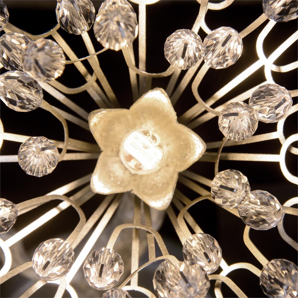 Hanasaku Flower Sixteen-Light Flush Mount in Antique Silver Leaf with Hand-Cut Crystal Accents-Flush Mount-Briglighting