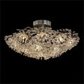 Hanasaku Flower Sixteen-Light Flush Mount in Antique Silver Leaf with Hand-Cut Crystal Accents-Flush Mount-Briglighting