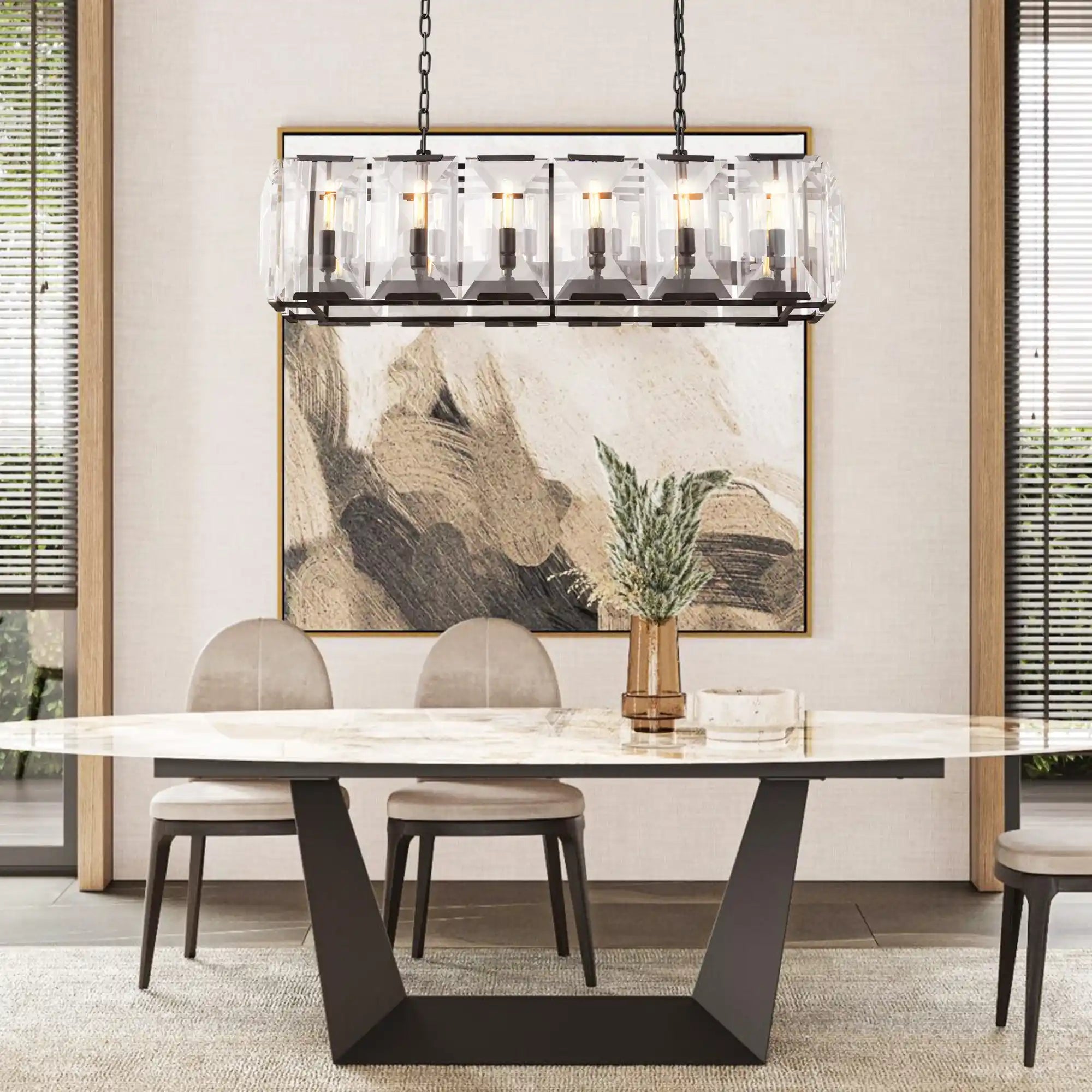 Harlow Crystal Rectangular Chandelier 42", 54", 62", 74"
