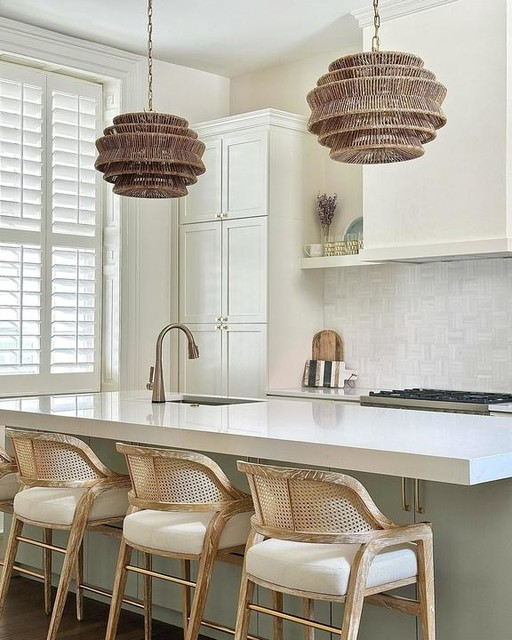 Antigua Drum Rattan Chandelier-Chandelier-Briglighting