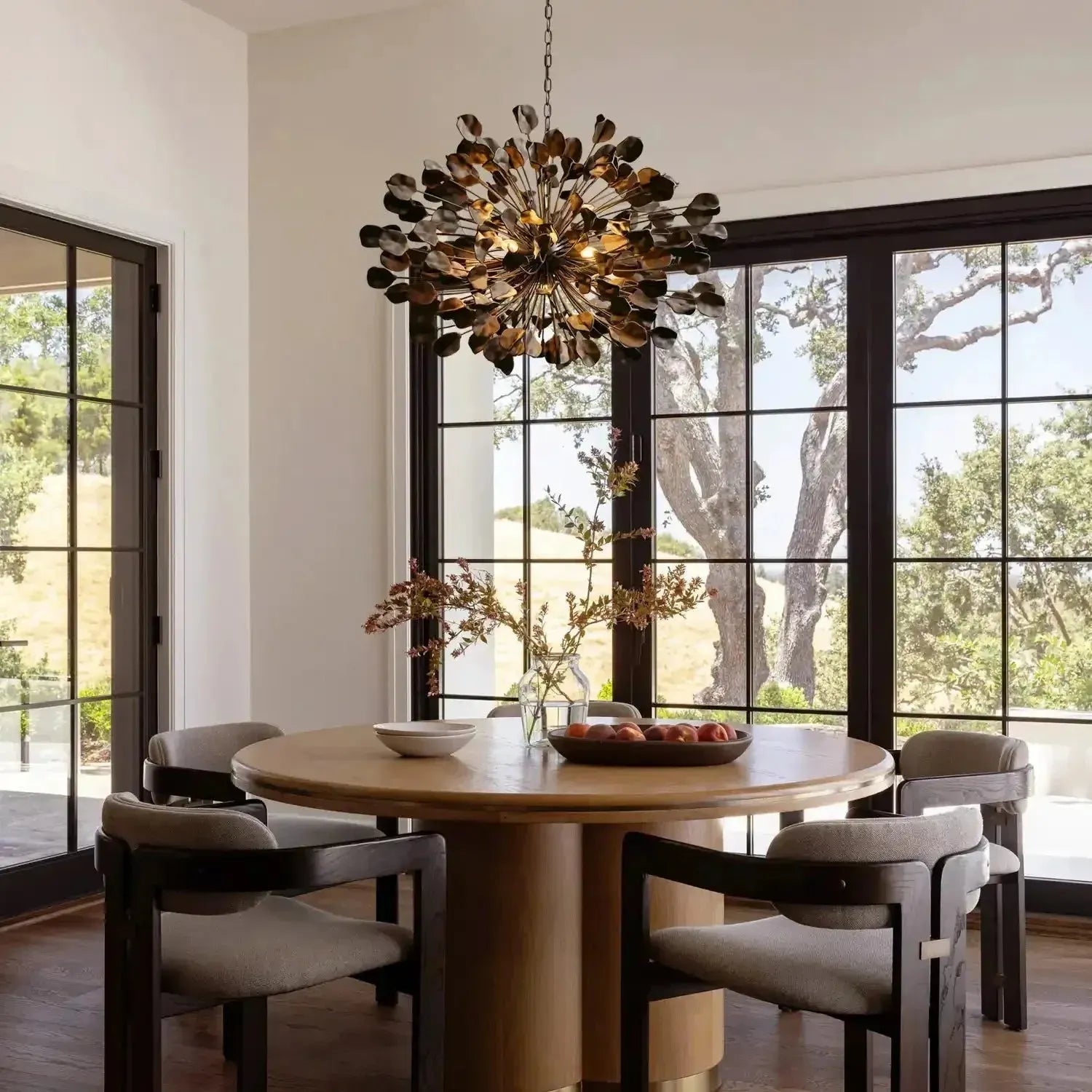 Lunaria Ceramic Leaves Chandelier 42''D-Chandelier-Briglighting