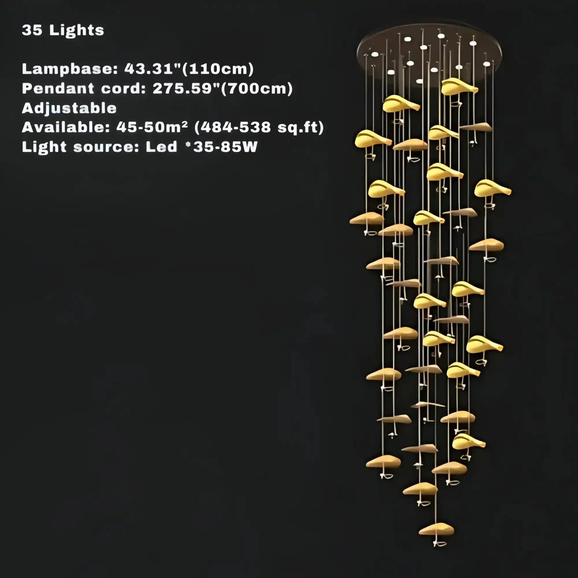 Jenissa Vintage Crystal Staircase Chandelier High Ceiling Luxury Lighting - 3 - LightGoldWarm LightBriglighting