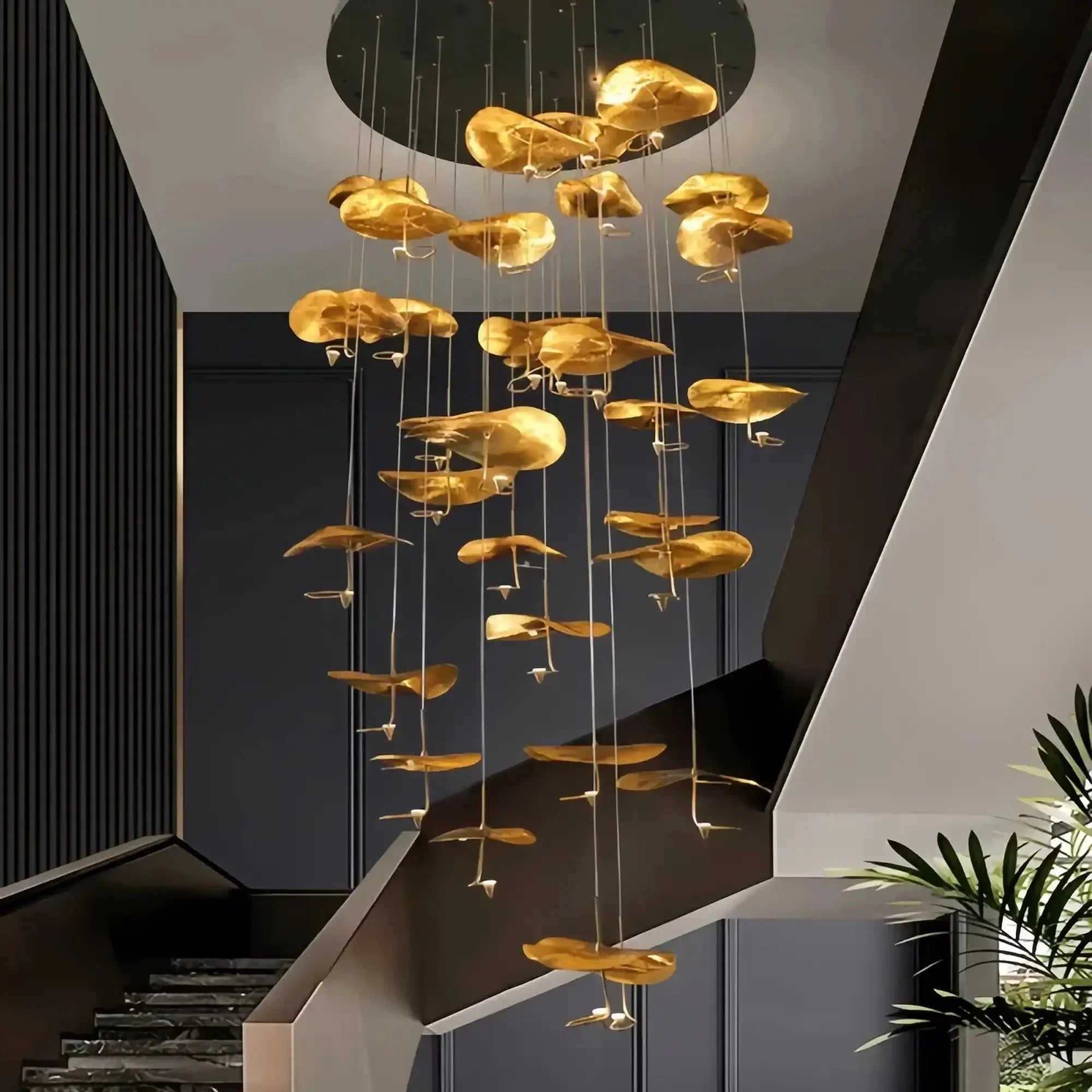 Jenissa Vintage Crystal Staircase Chandelier High Ceiling Luxury Lighting - 20 - LIghtGoldWarm LightBriglighting