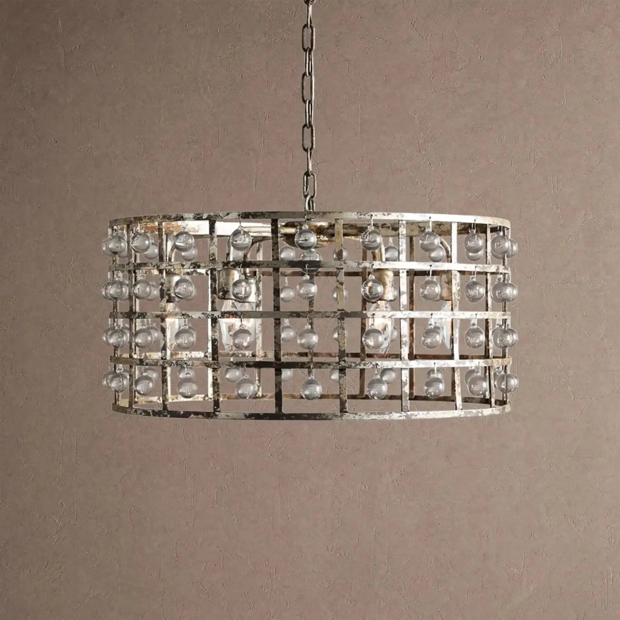 La Caged Round Chandelier 6/8/12 Light - 6-LightSilver ClayBriglighting