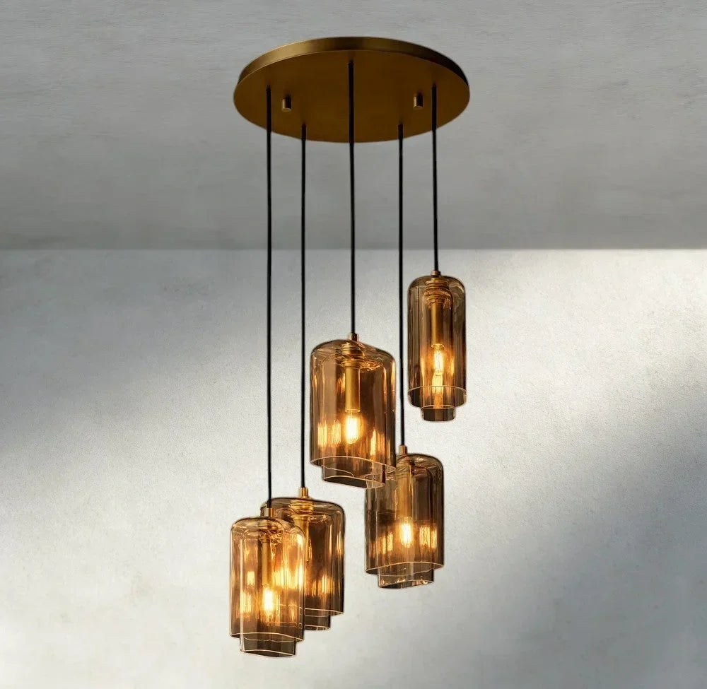 Lacour Amber Glass Cluster Chandelier