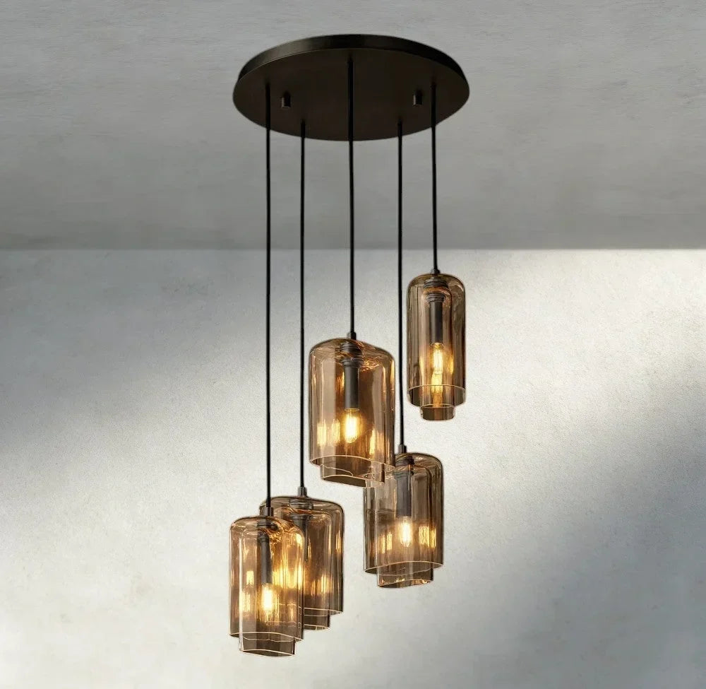Lacour Amber Glass Cluster Chandelier