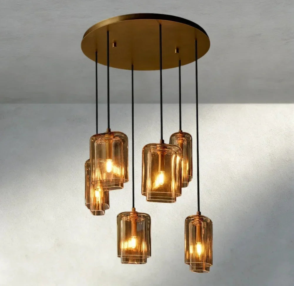Lacour Amber Glass Cluster Chandelier