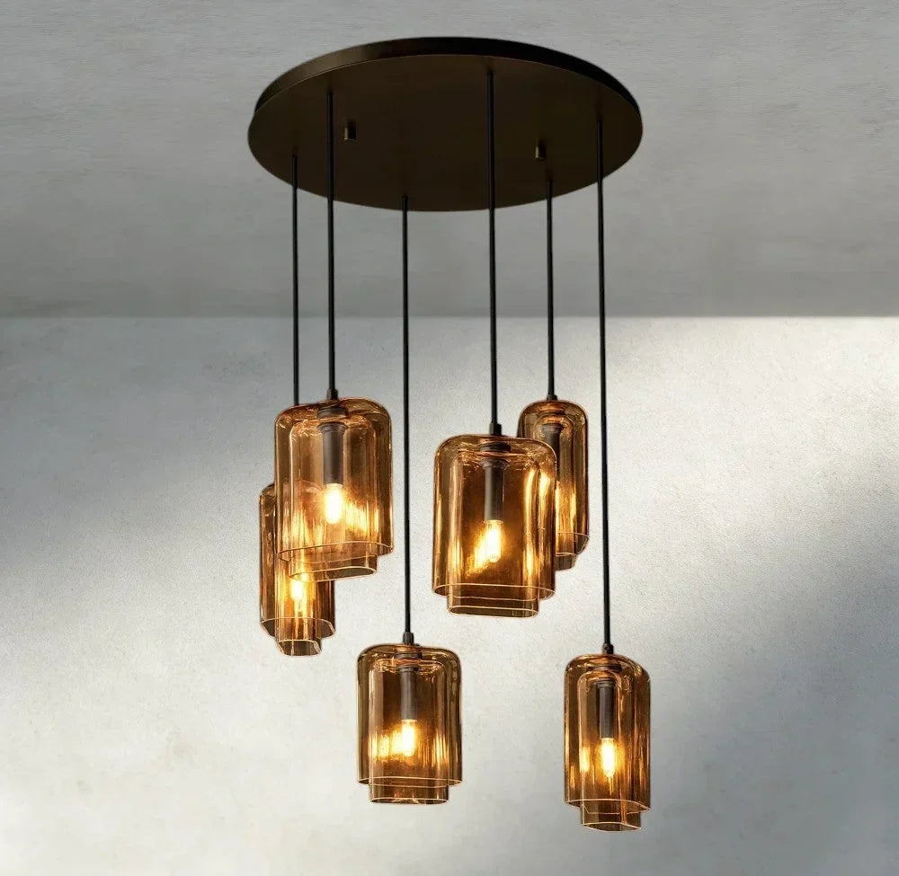 Lacour Amber Glass Cluster Chandelier