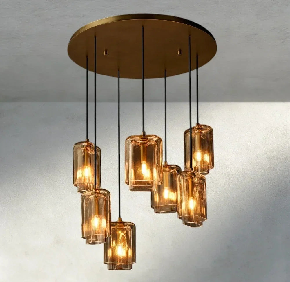Lacour Amber Glass Cluster Chandelier