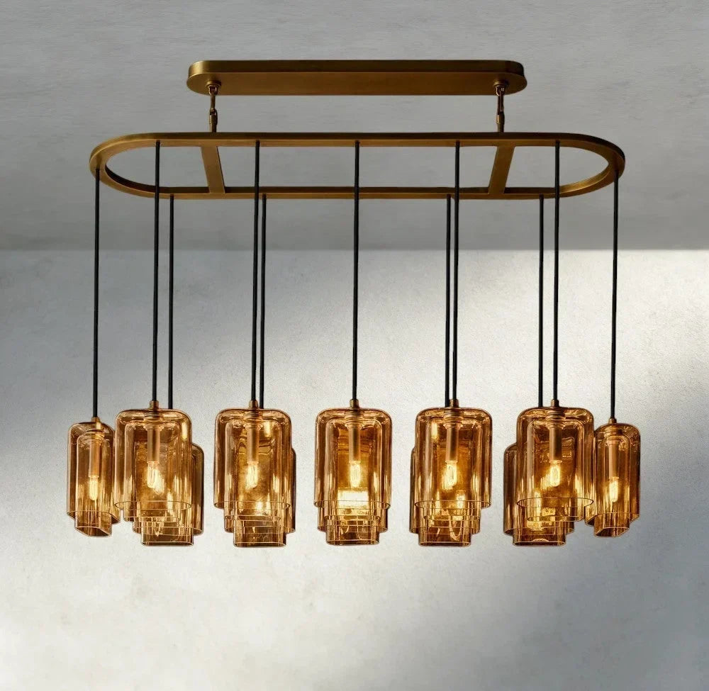 Lacour Amber Glass Rectangular Chandelier