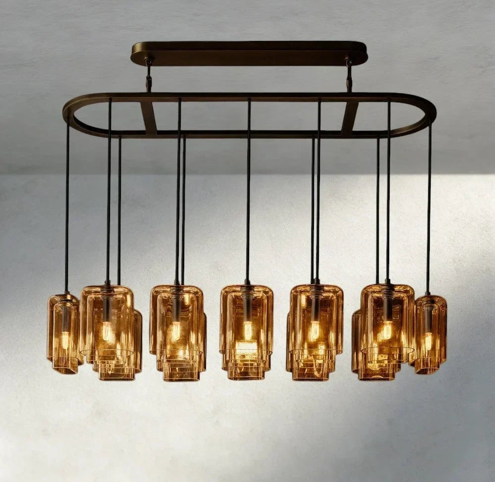 Lacour Amber Glass Rectangular Chandelier