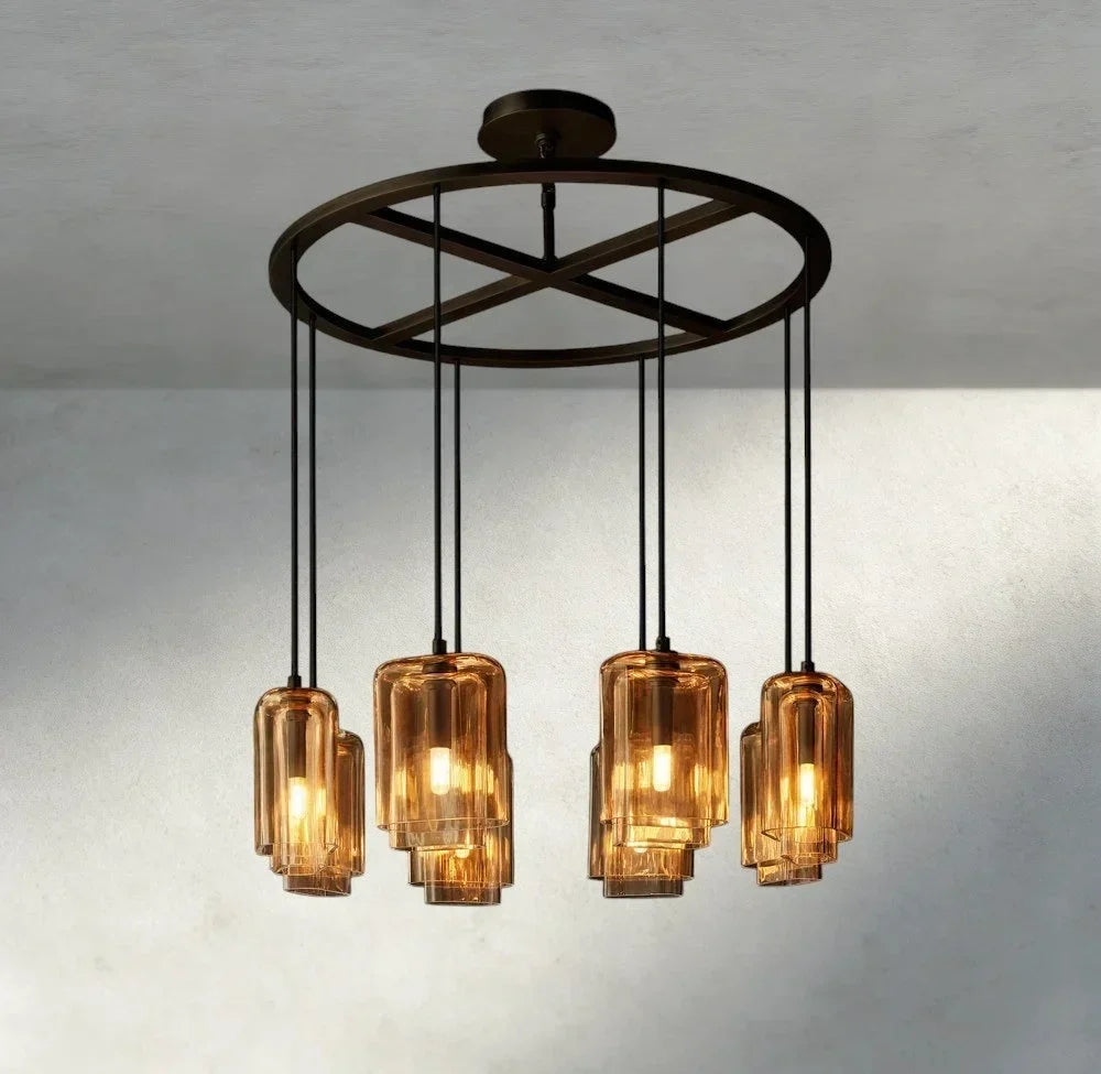 Lacour Amber Glass Round Chandelier