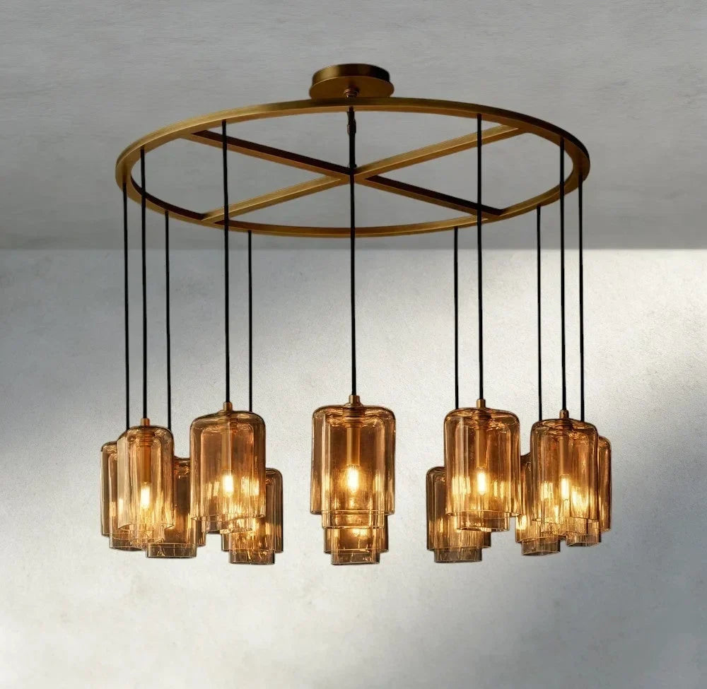 Lacour Amber Glass Round Chandelier