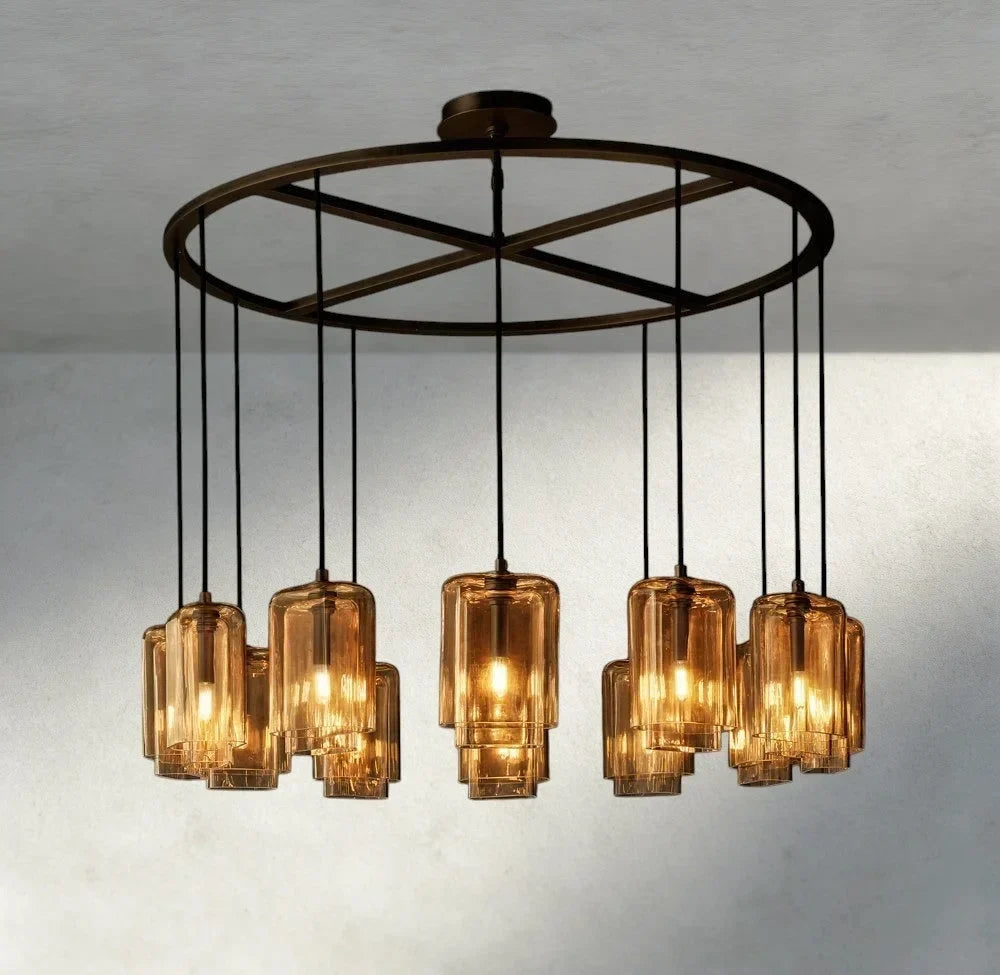 Lacour Amber Glass Round Chandelier