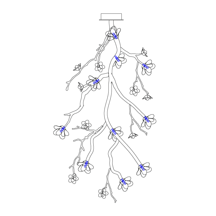 Large Long Branch Flower Chandelier-Briglighting