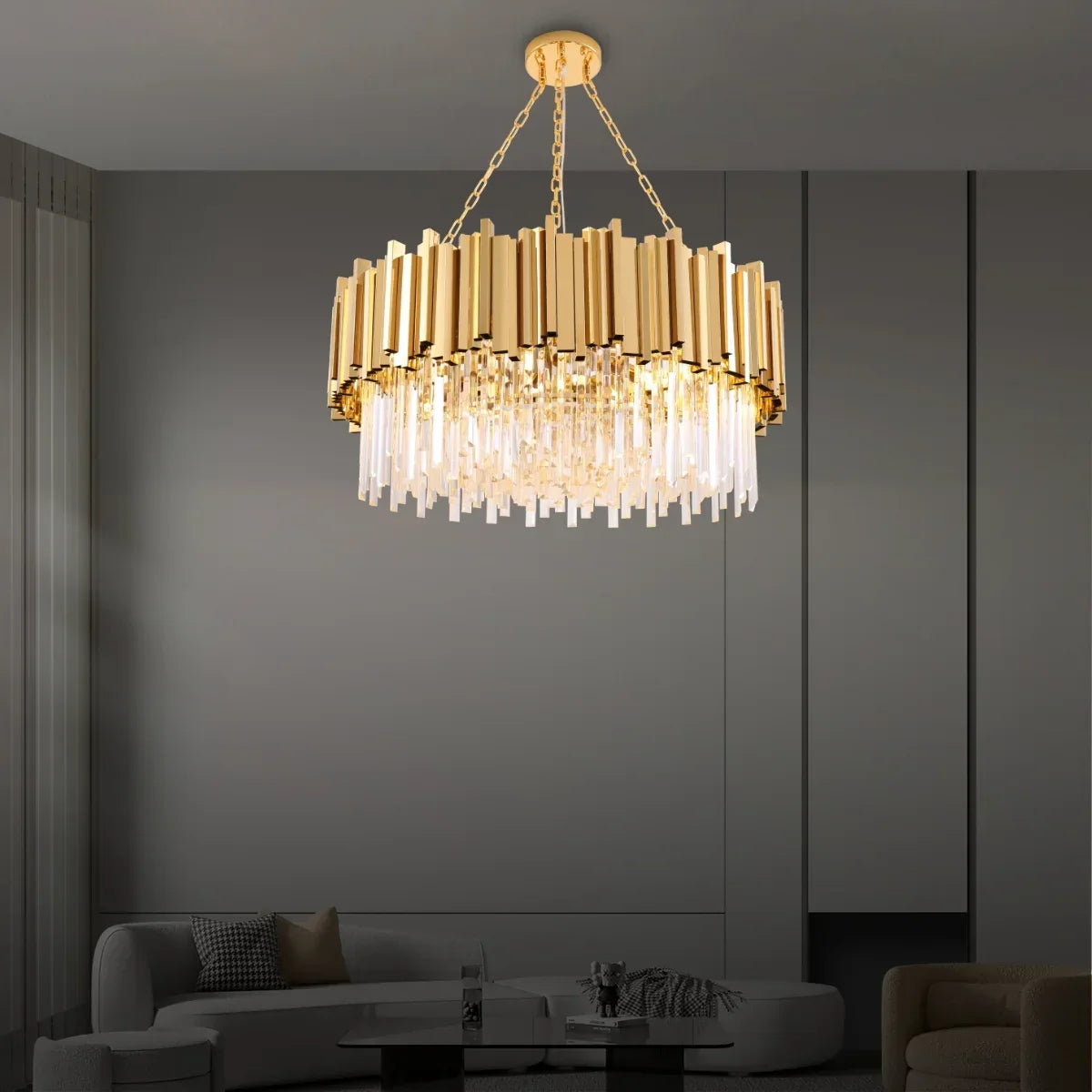 Astra Gold/Chrome Crystal Chandelier for Living Room & Dining Room-Crystal Chandelier-Briglighting