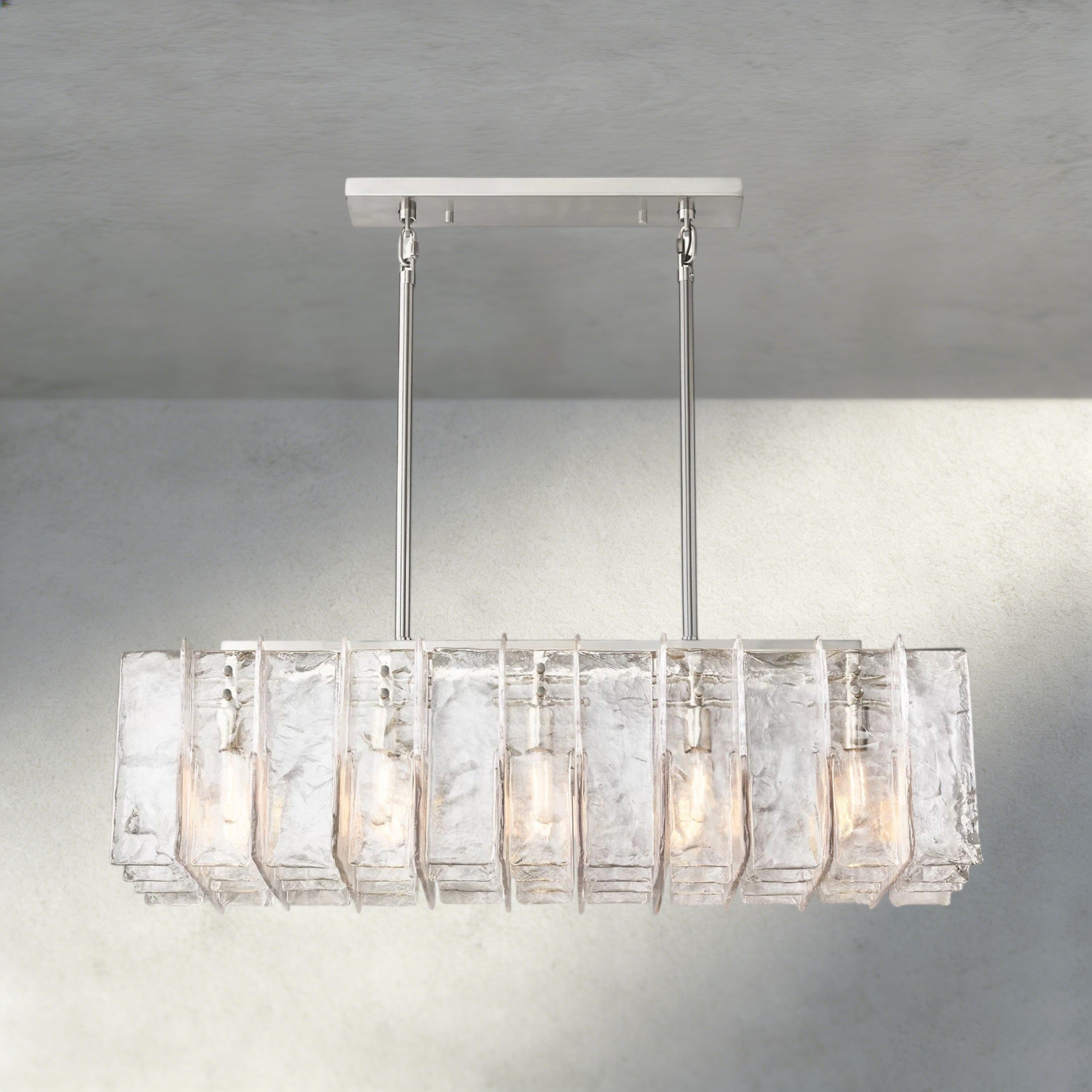 Lattice Clear Glass Rectangular Chandelier 49", 67"-Chandelier-Briglighting