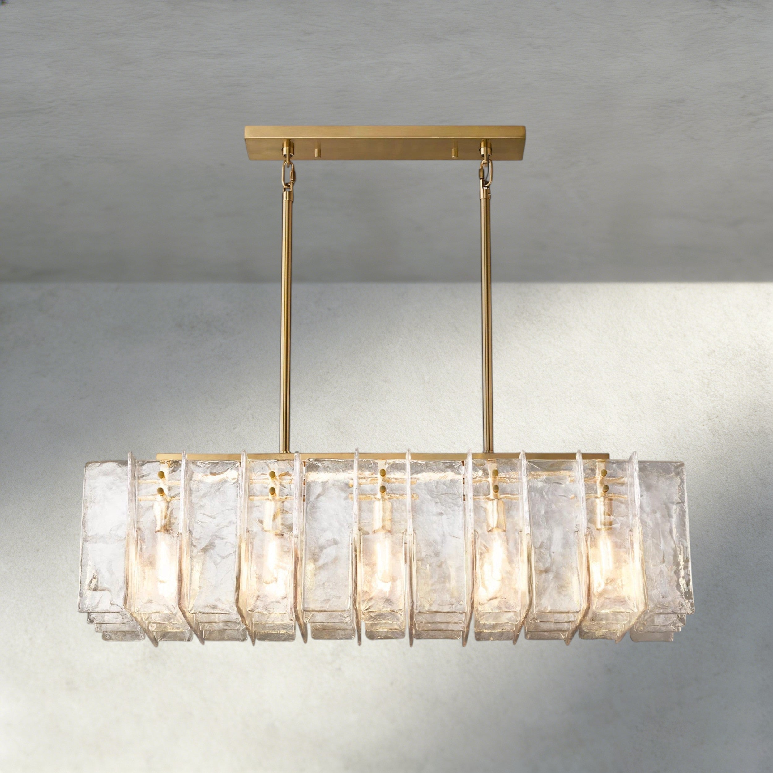 Lattice Clear Glass Rectangular Chandelier 49", 67"-Chandelier-Briglighting