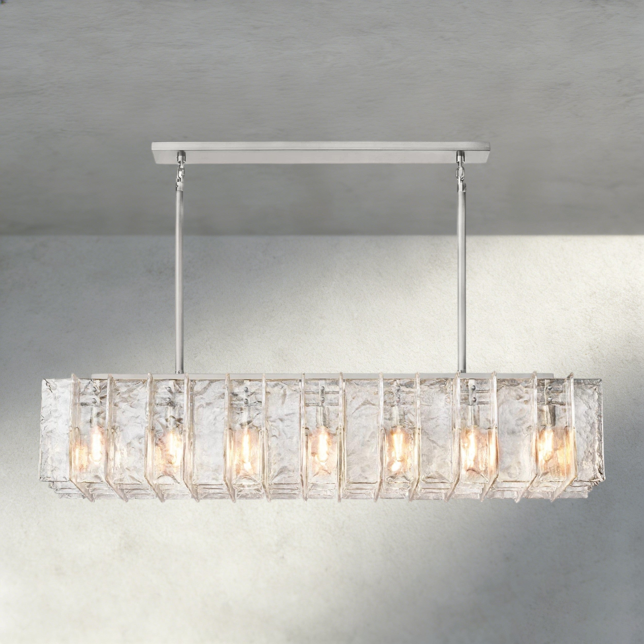 Lattice Clear Glass Rectangular Chandelier 49", 67"-Chandelier-Briglighting