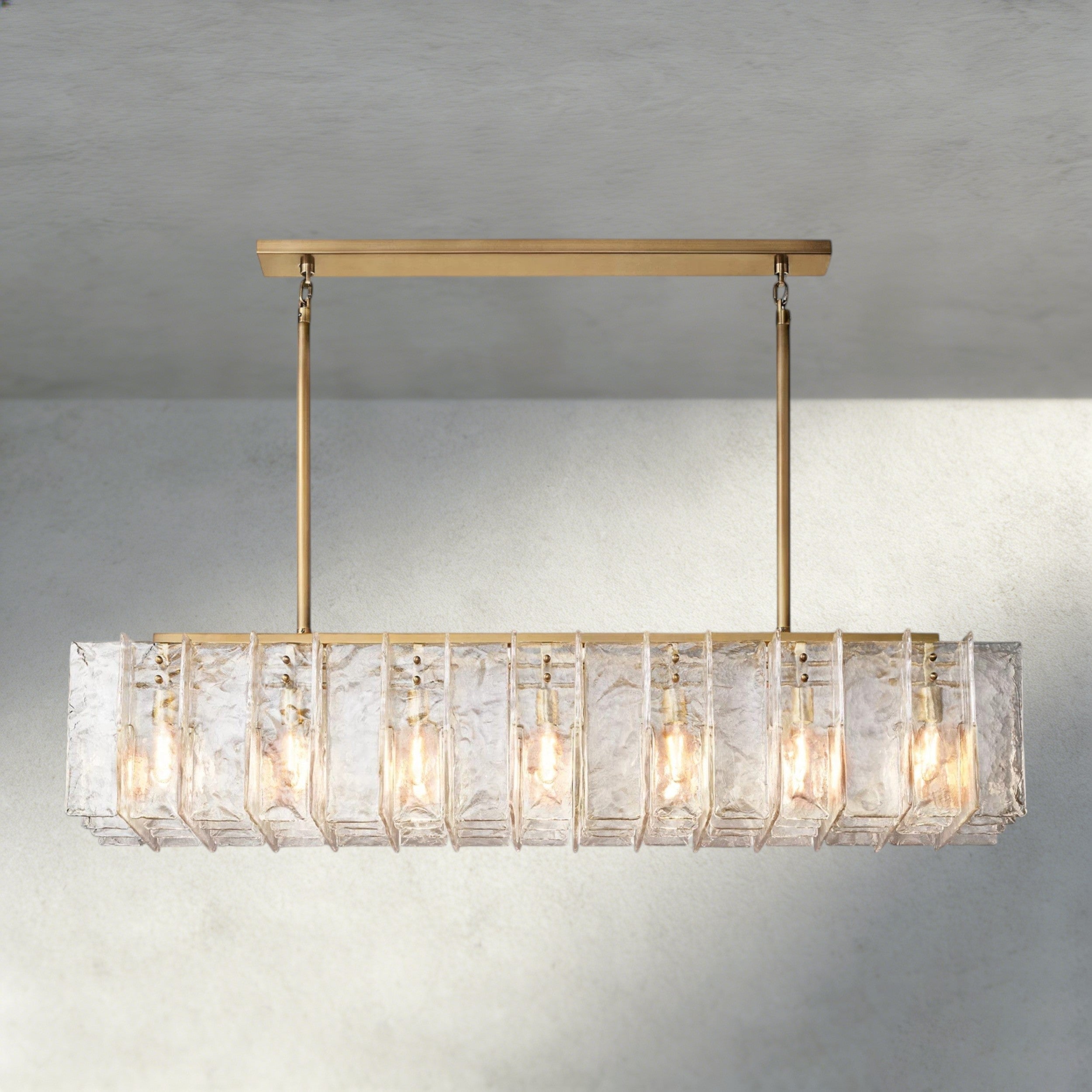 Lattice Clear Glass Rectangular Chandelier 49", 67"-Chandelier-Briglighting