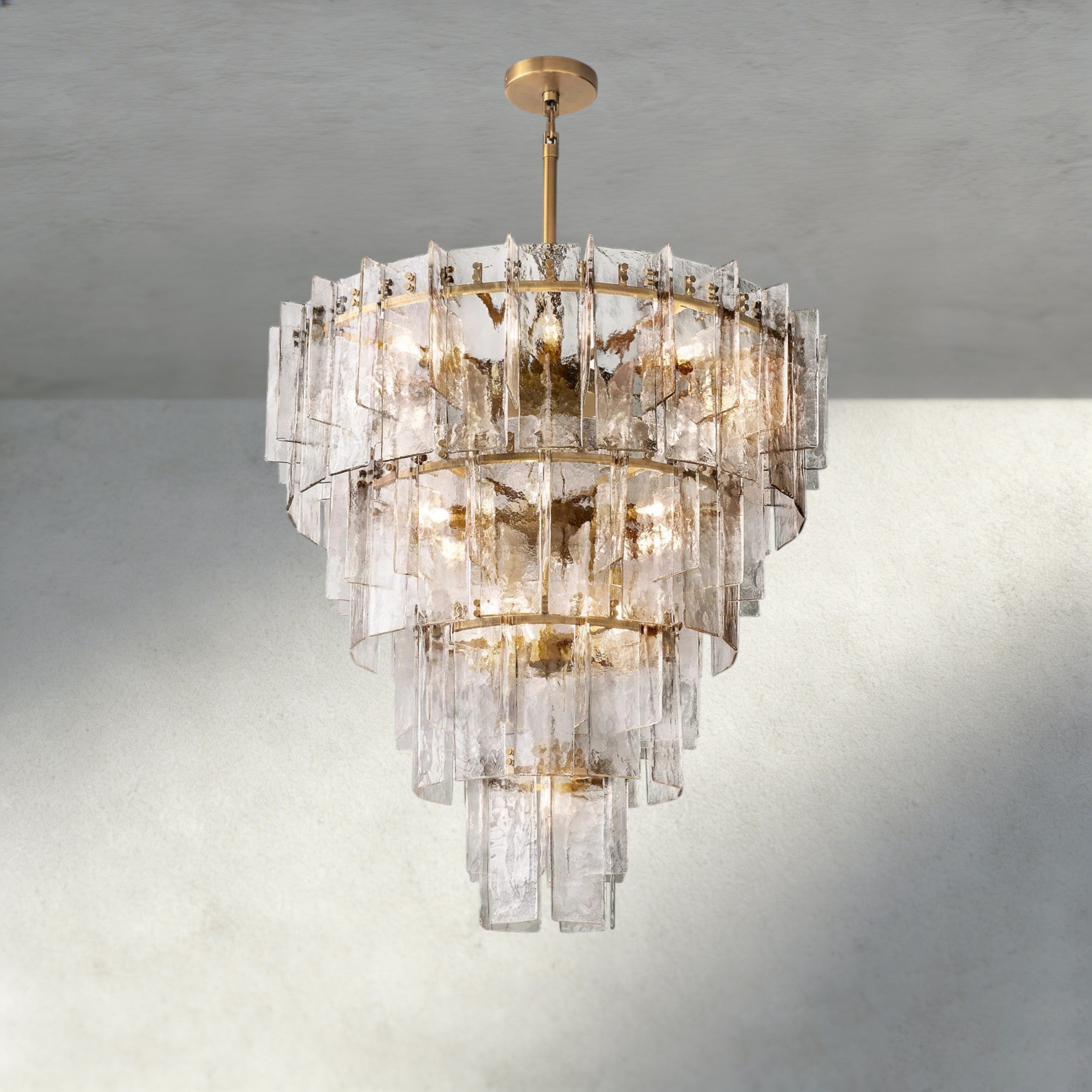 Lattice Clear Glass Tiered Round Chandelier 36", 47"-Chandelier-Briglighting