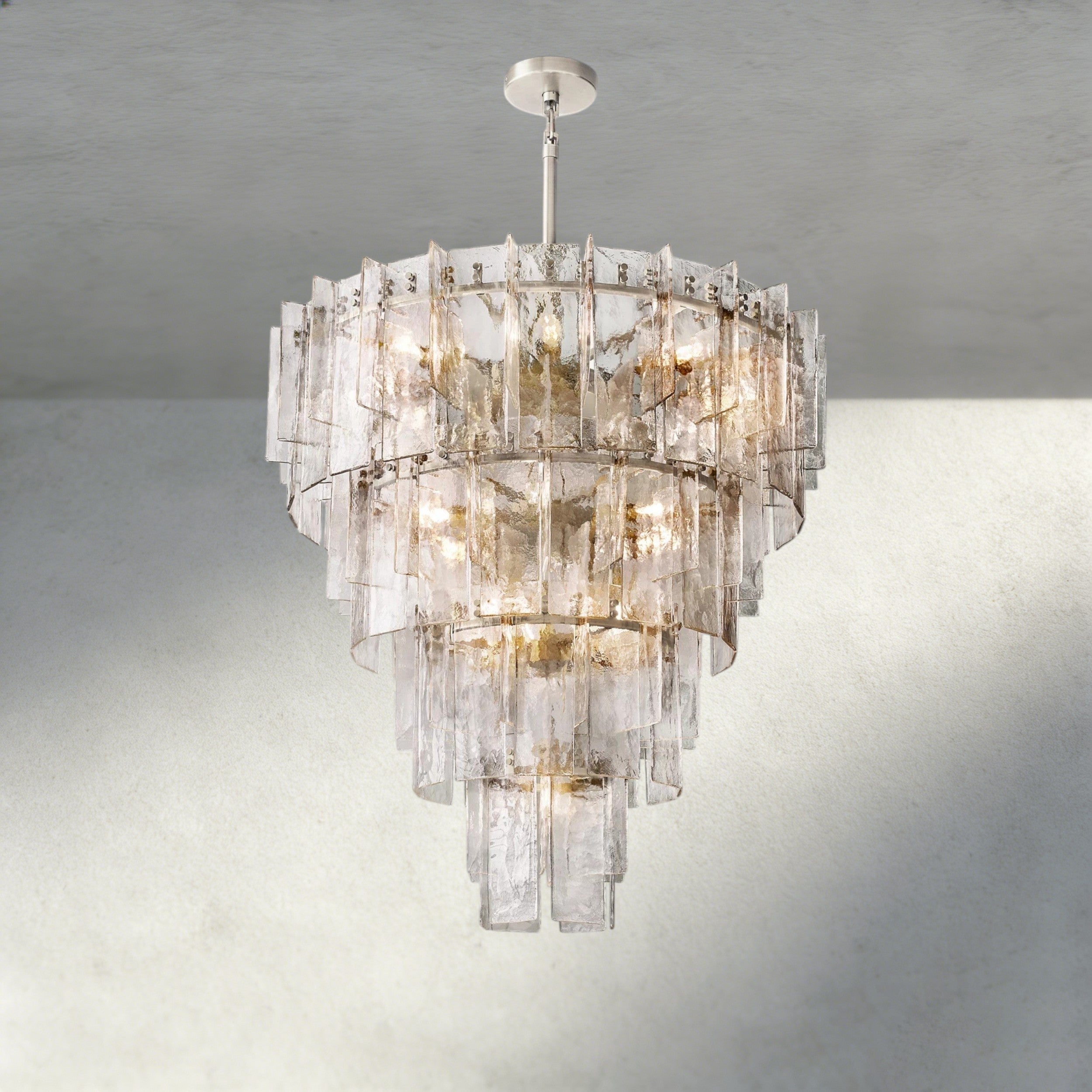 Lattice Clear Glass Tiered Round Chandelier 36", 47"-Chandelier-Briglighting