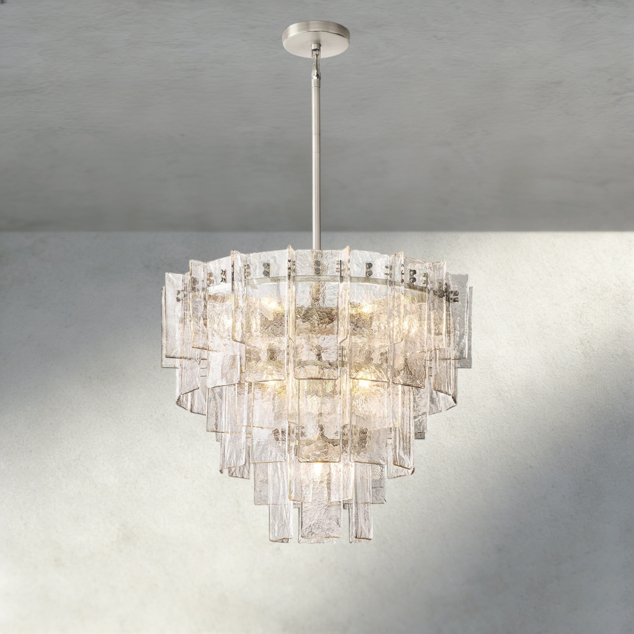 Lattice Clear Glass Tiered Round Chandelier 36", 47"-Chandelier-Briglighting