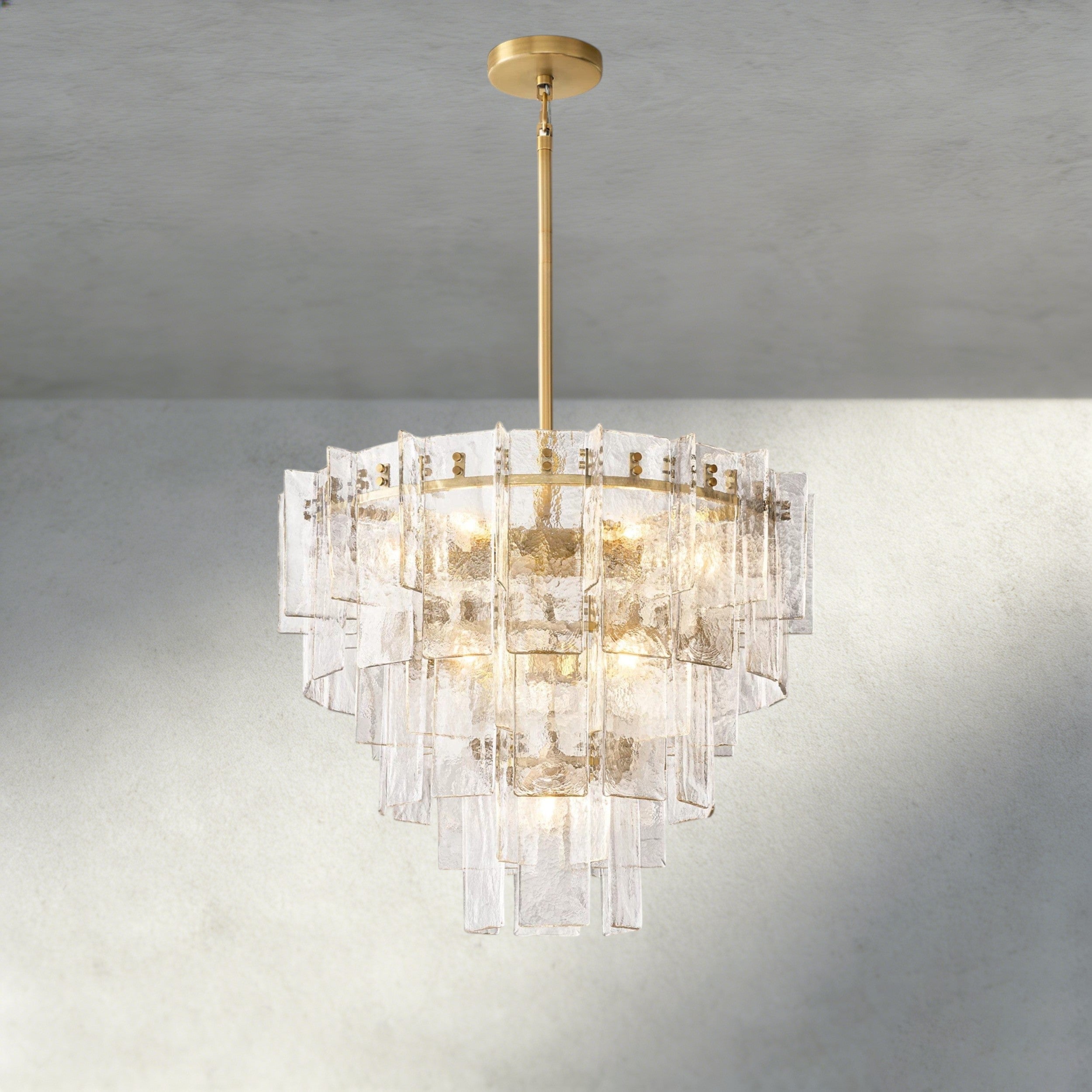 Lattice Clear Glass Tiered Round Chandelier 36", 47"-Chandelier-Briglighting