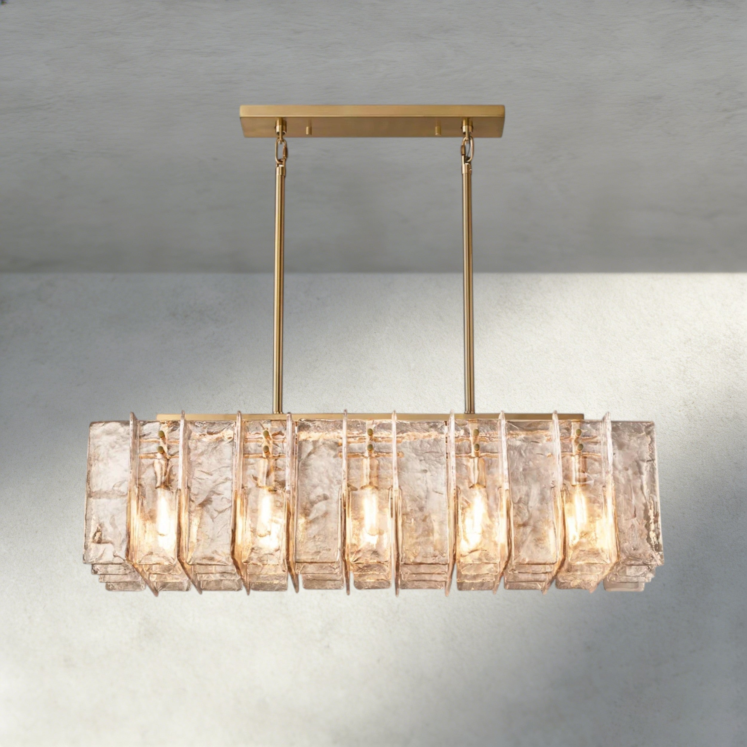 Lattice Smoke Glass Linear Chandelier 49", 67"-Chandelier-Briglighting